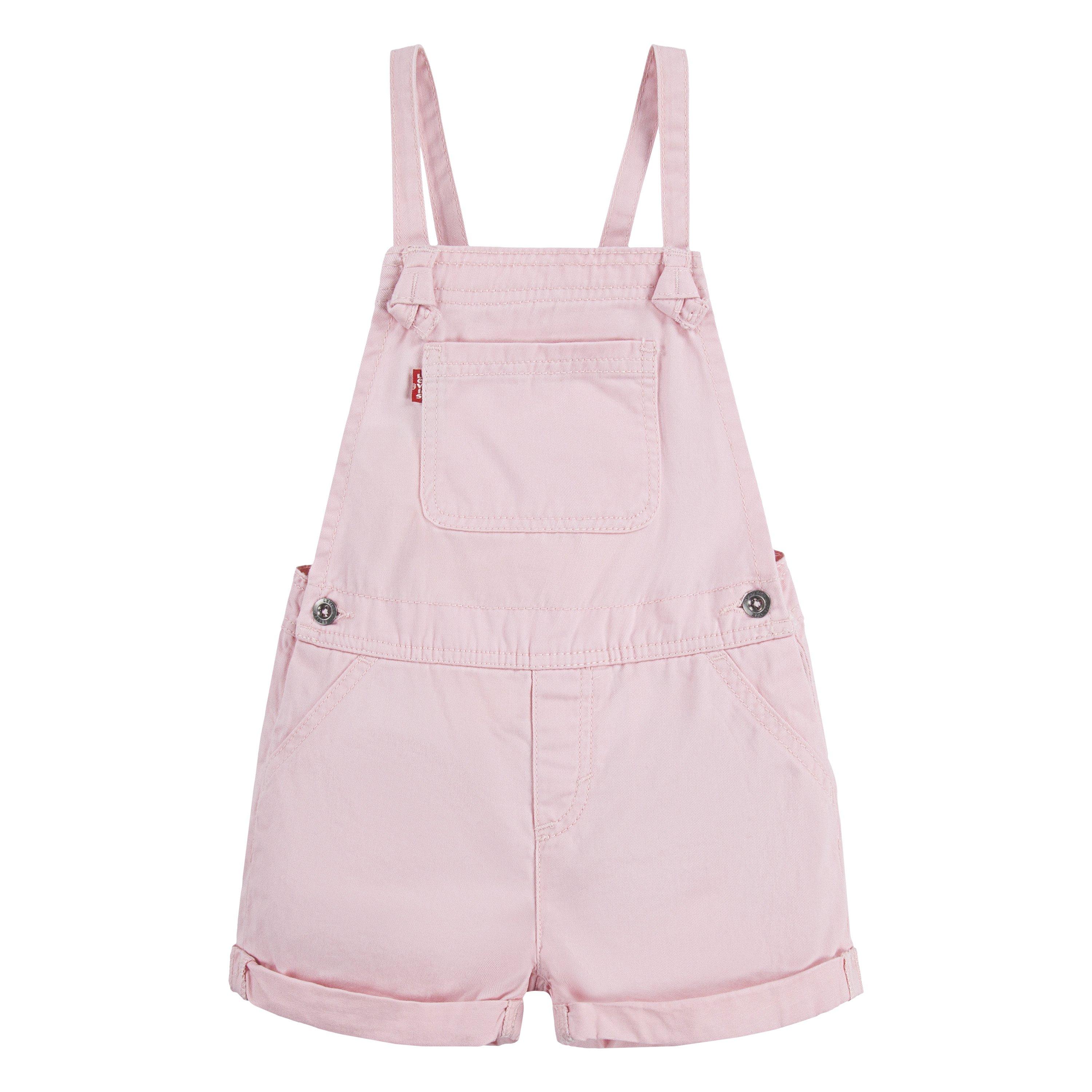 Levi's Knot Strap Little Girls' Pink Wash Denim Shortalls