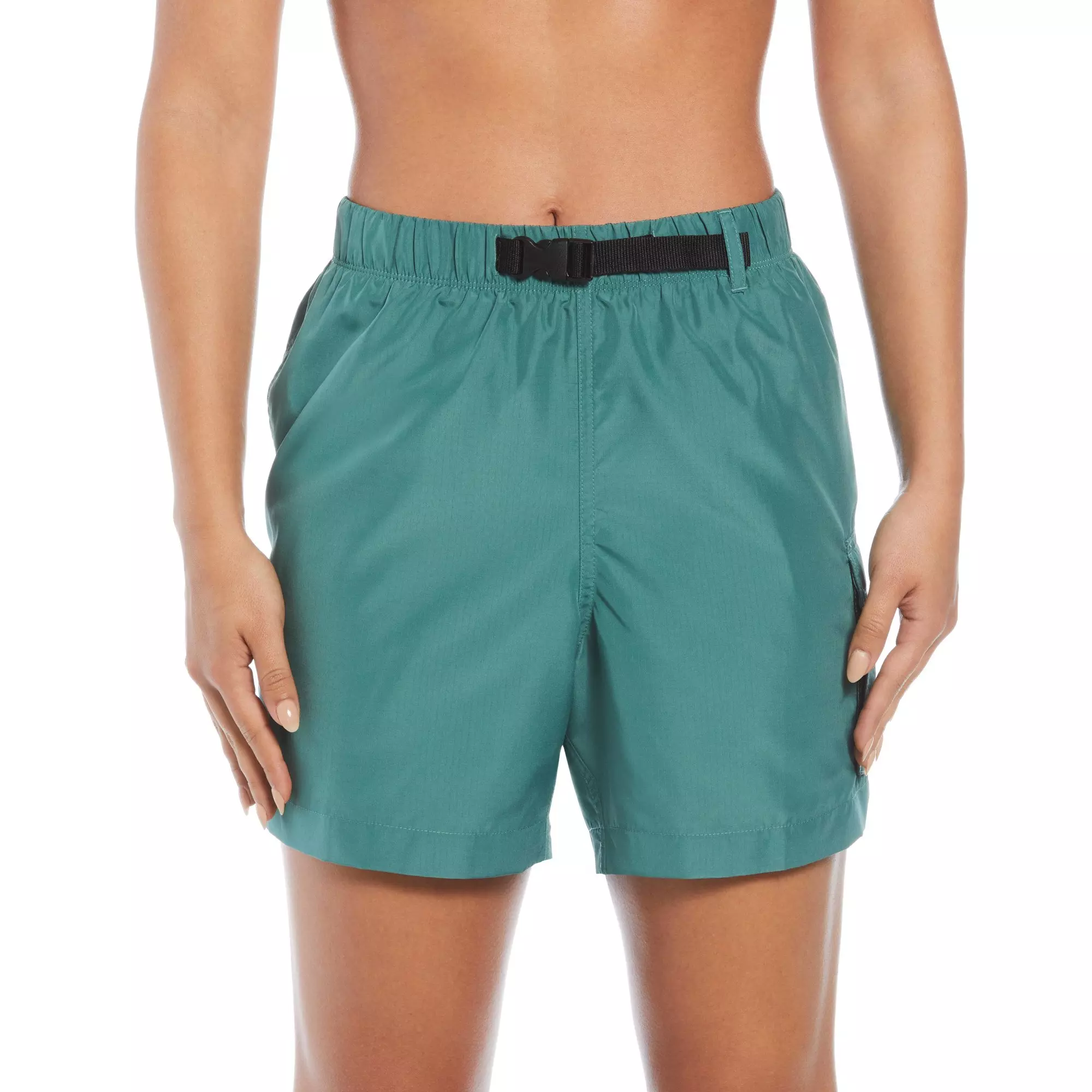 Nike Women's Swim Voyage Cover-Up Shorts - LT GREEN