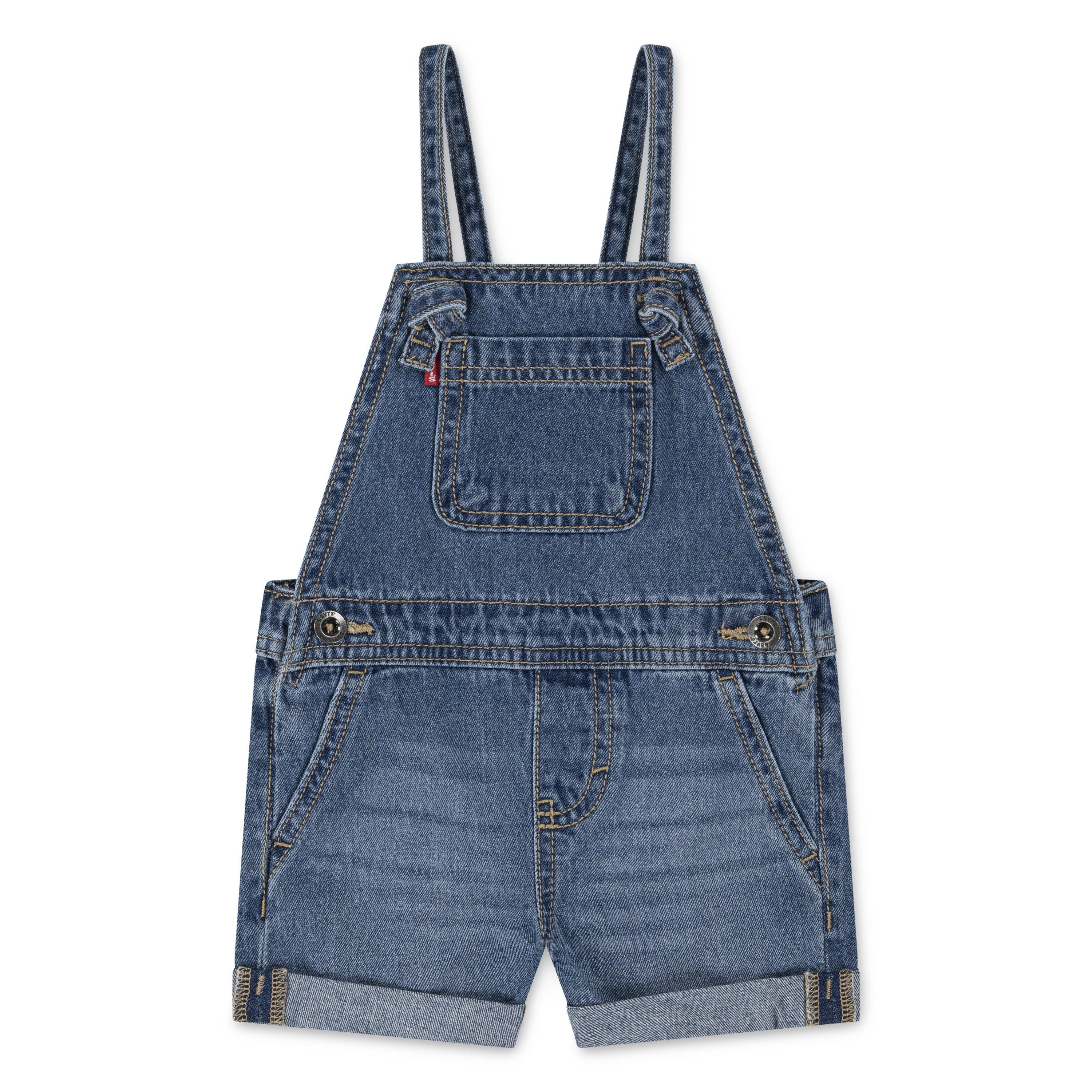 Levi's Infant Girls' Knot Strap Dark Blue Wash Denim Shortalls - BLUE Thumbnail View 1