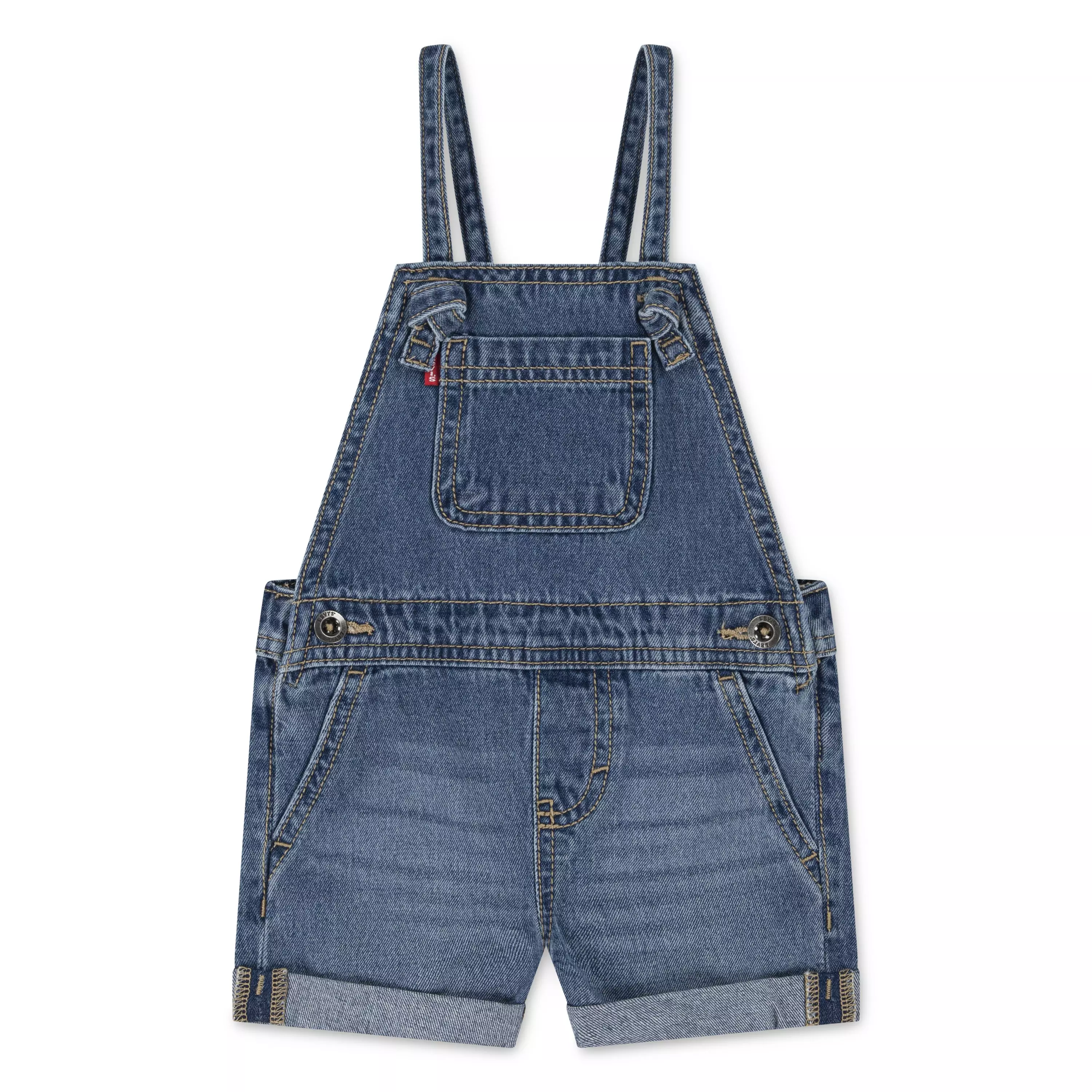 Levi's Infant Girls' Knot Strap Dark Blue Wash Denim Shortalls - BLUE