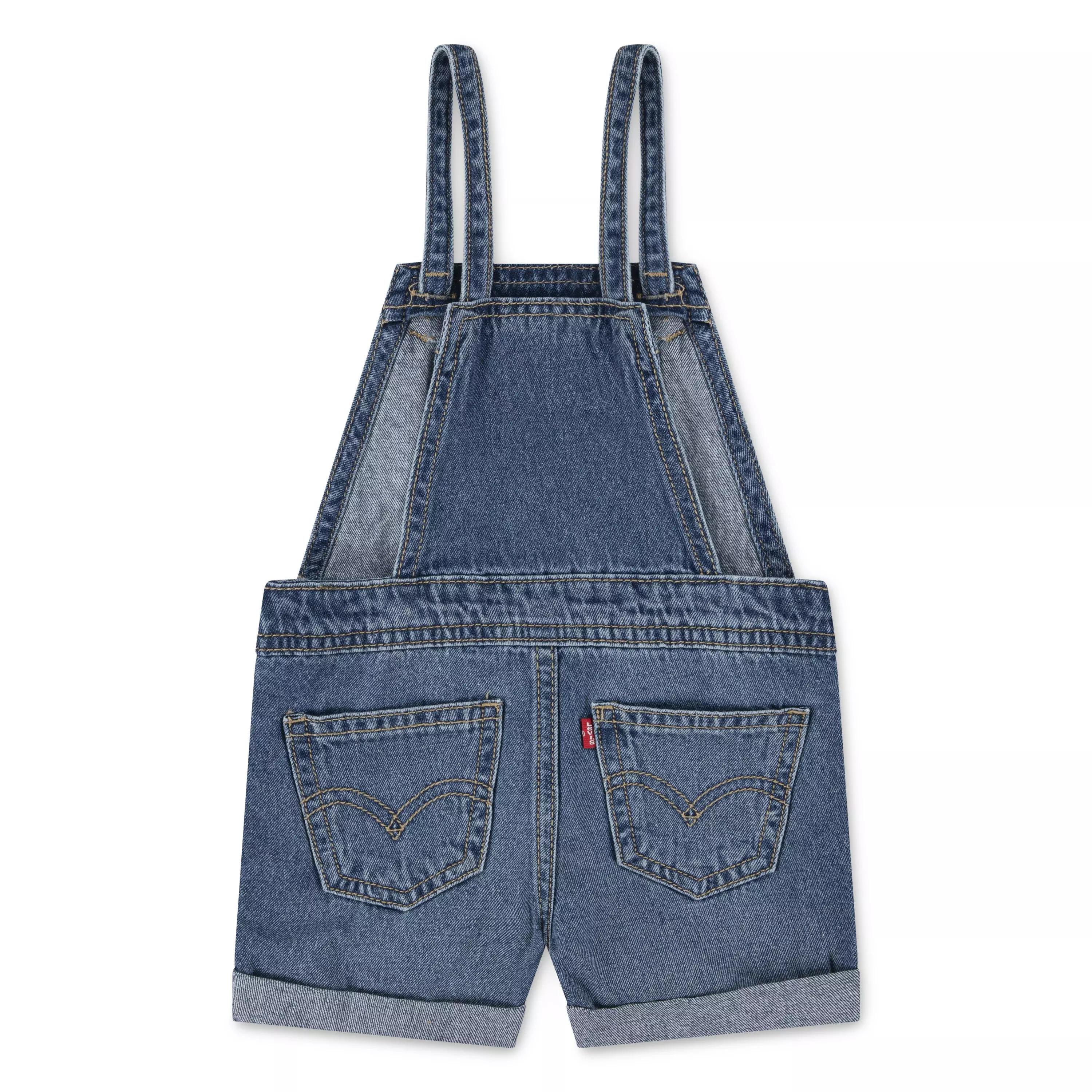 Levi's Infant Girls' Knot Strap Dark Blue Wash Denim Shortalls - BLUE