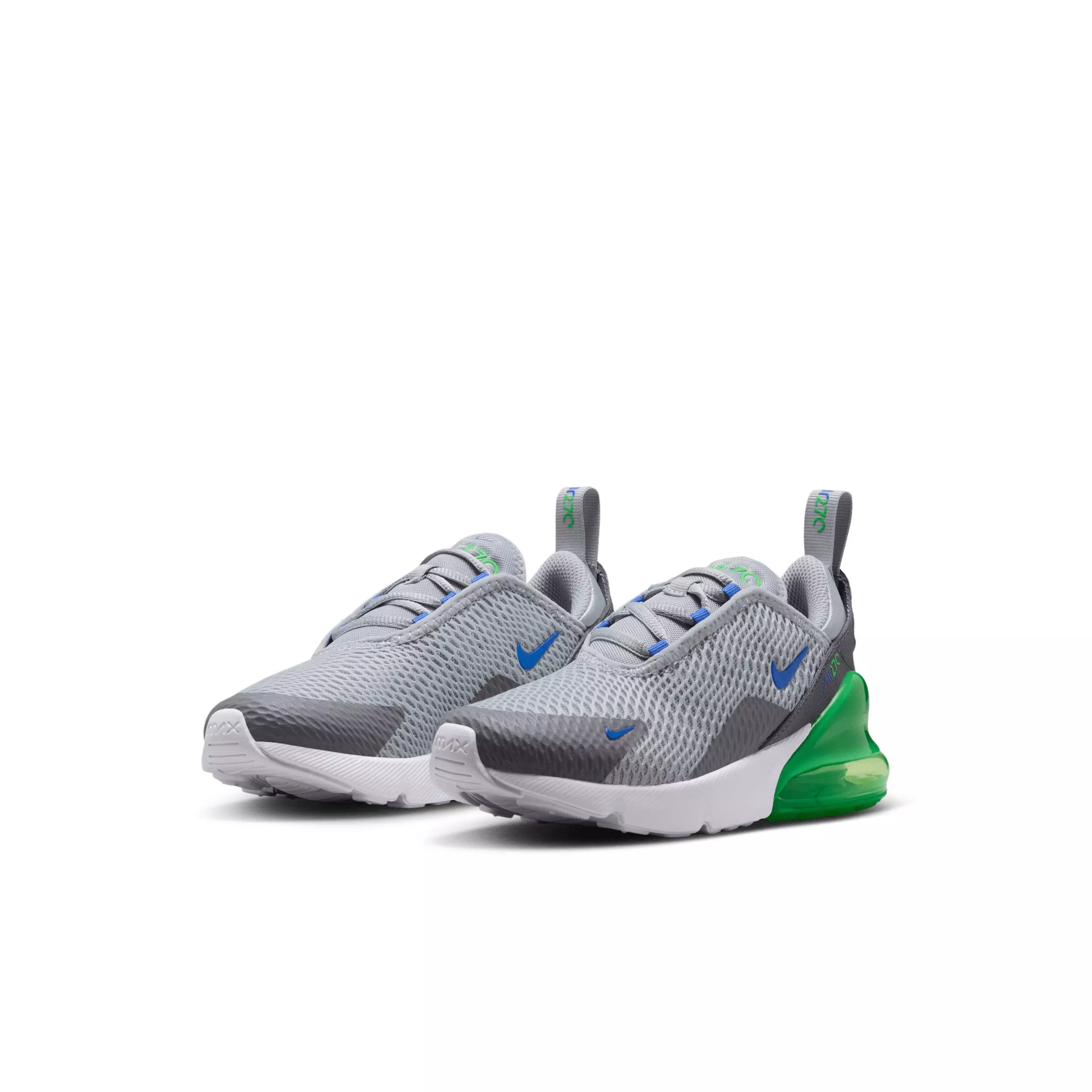 Nike Air Max 270 "Wolf Grey/Smoke Grey/Green Spark/Racer Blue" Preschool Boys' Shoe - GREY/GREY/GREEN/BLUE