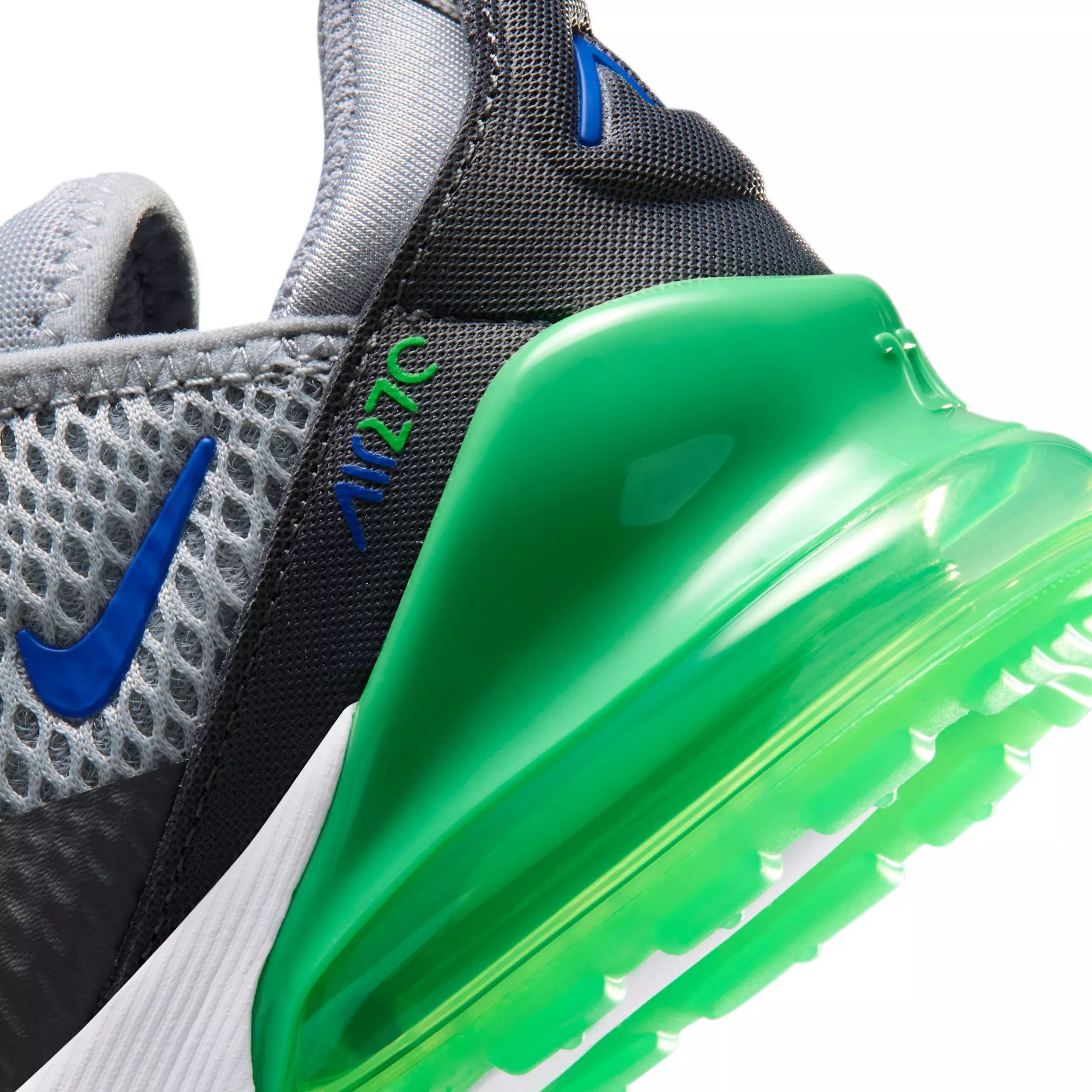 Nike Air Max 270 "Wolf Grey/Smoke Grey/Green Spark/Racer Blue" Preschool Boys' Shoe - GREY/GREY/GREEN/BLUE