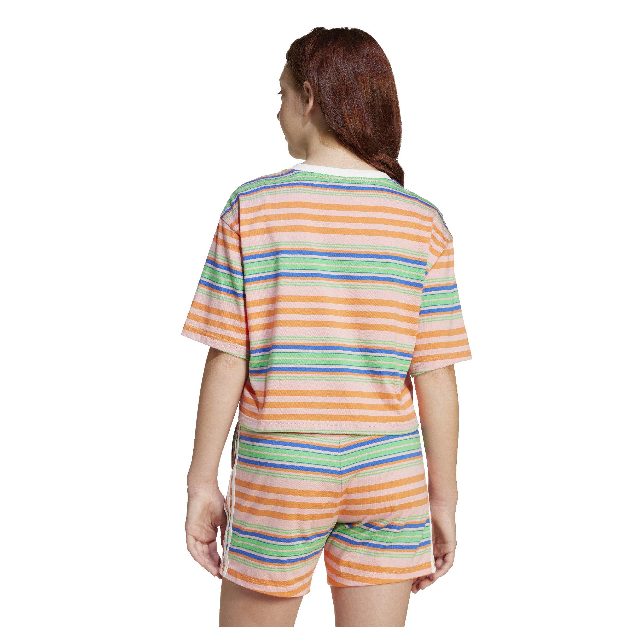 adidas Originals Big Girls' Striped Crop Tee - Multi-Color
