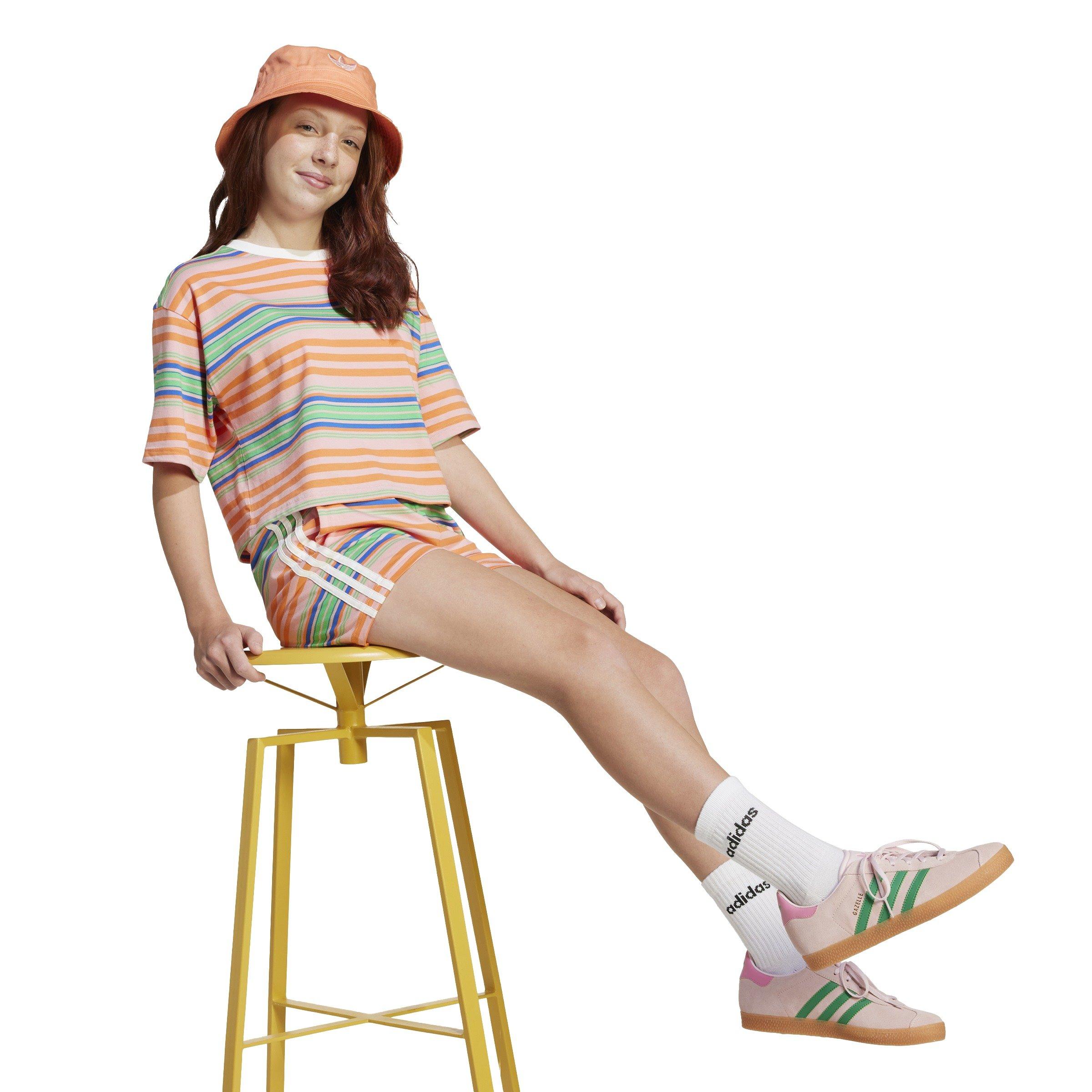adidas Originals Big Girls' Striped Crop Tee - Multi-Color