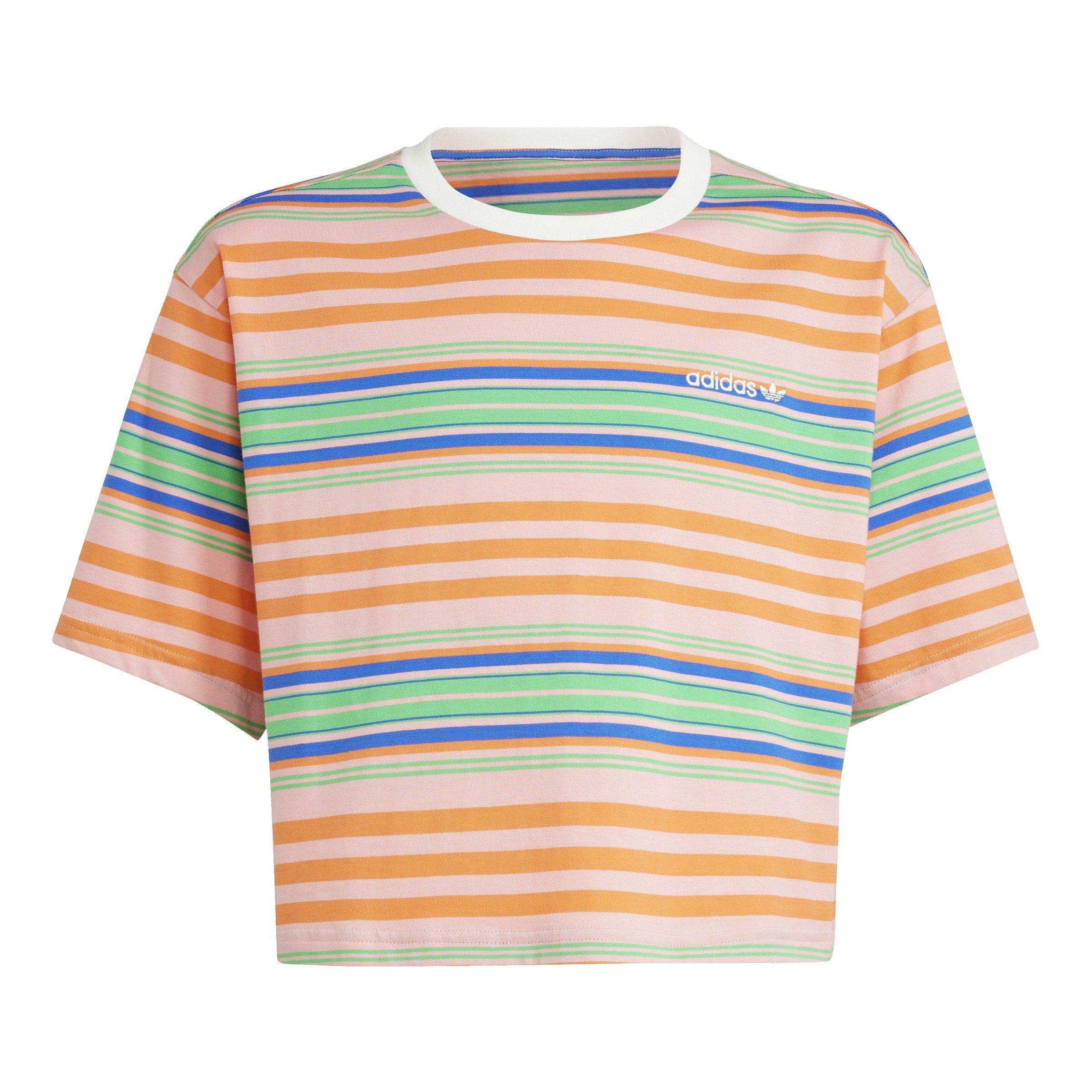 adidas Originals Big Girls' Striped Crop Tee - Multi-Color