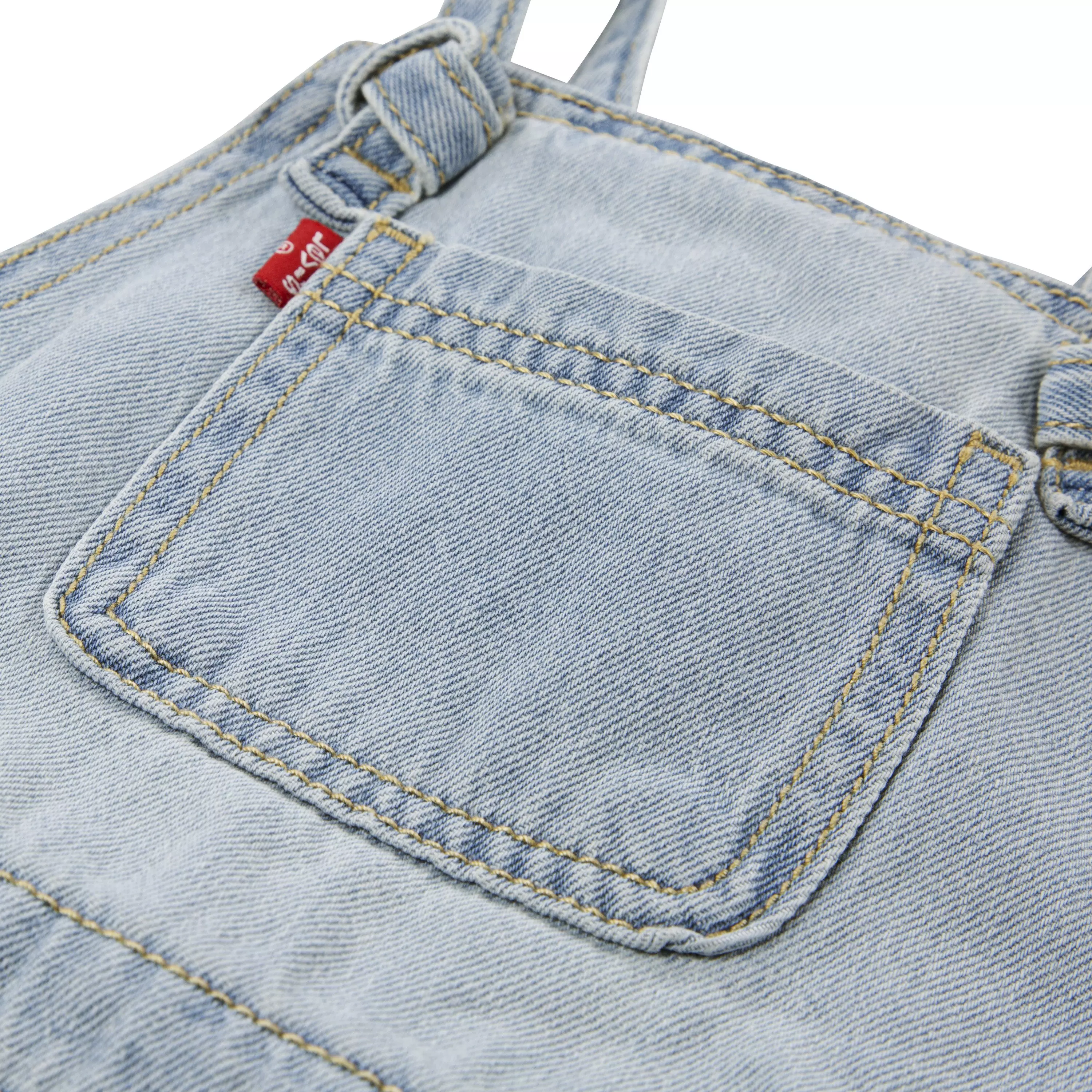 Levi's Infant Girls' Knot Strap Light Blue Wash Denim Shortalls - LIGHT BLUE