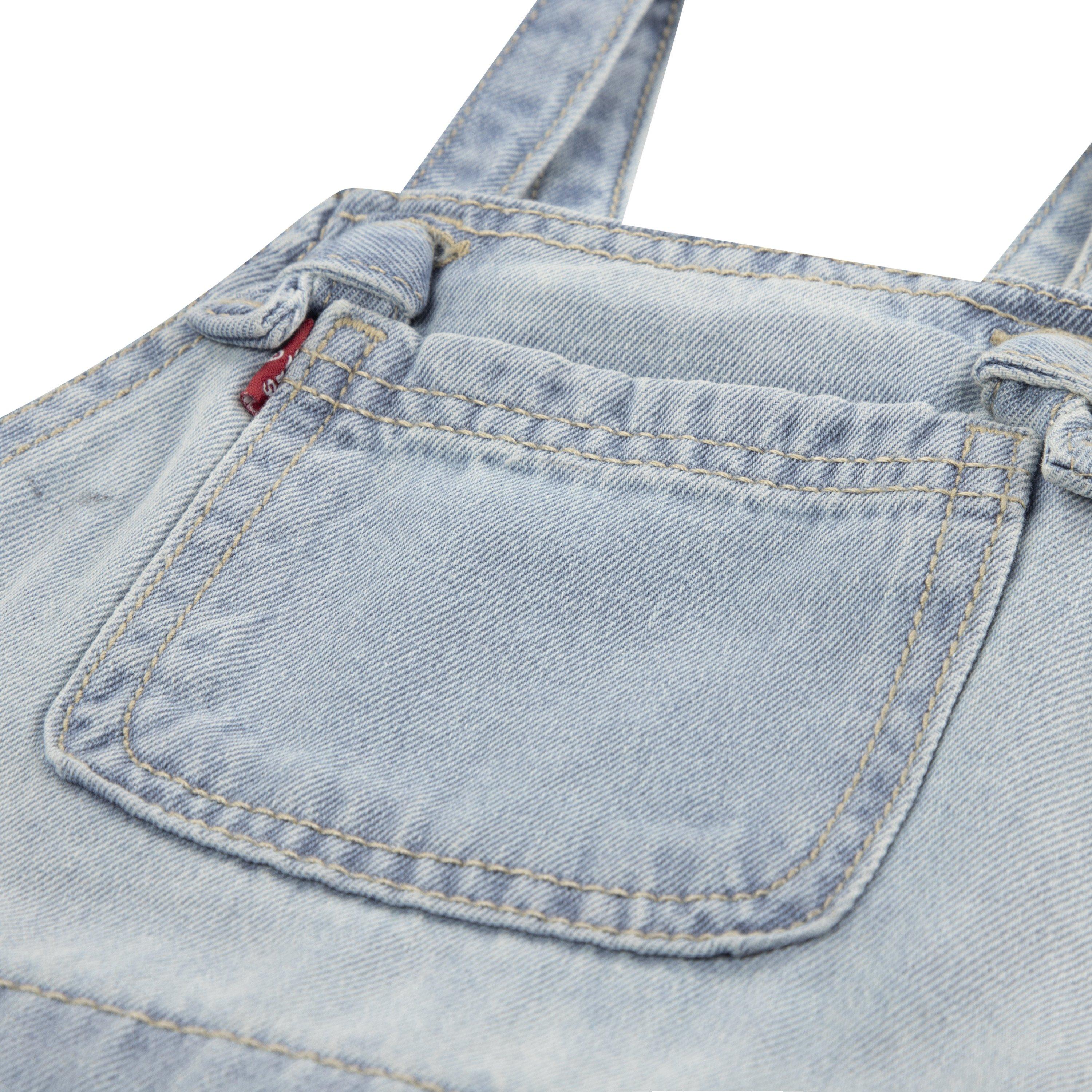 Levi's Toddler Girls' Knot Strap Light Blue Wash Denim Shortalls - LIGHT BLUE Thumbnail View 3