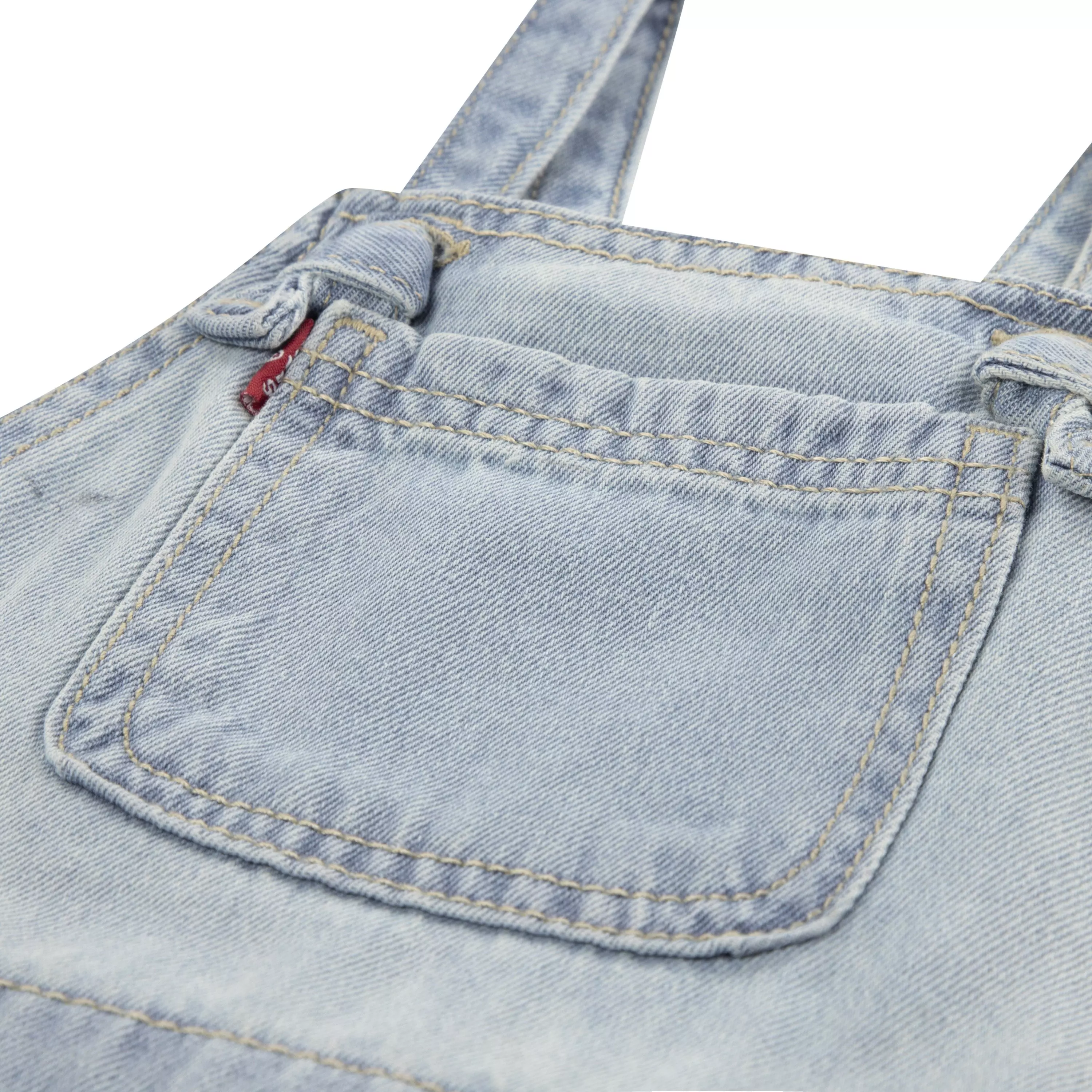 Levi's Toddler Girls' Knot Strap Light Blue Wash Denim Shortalls - LIGHT BLUE