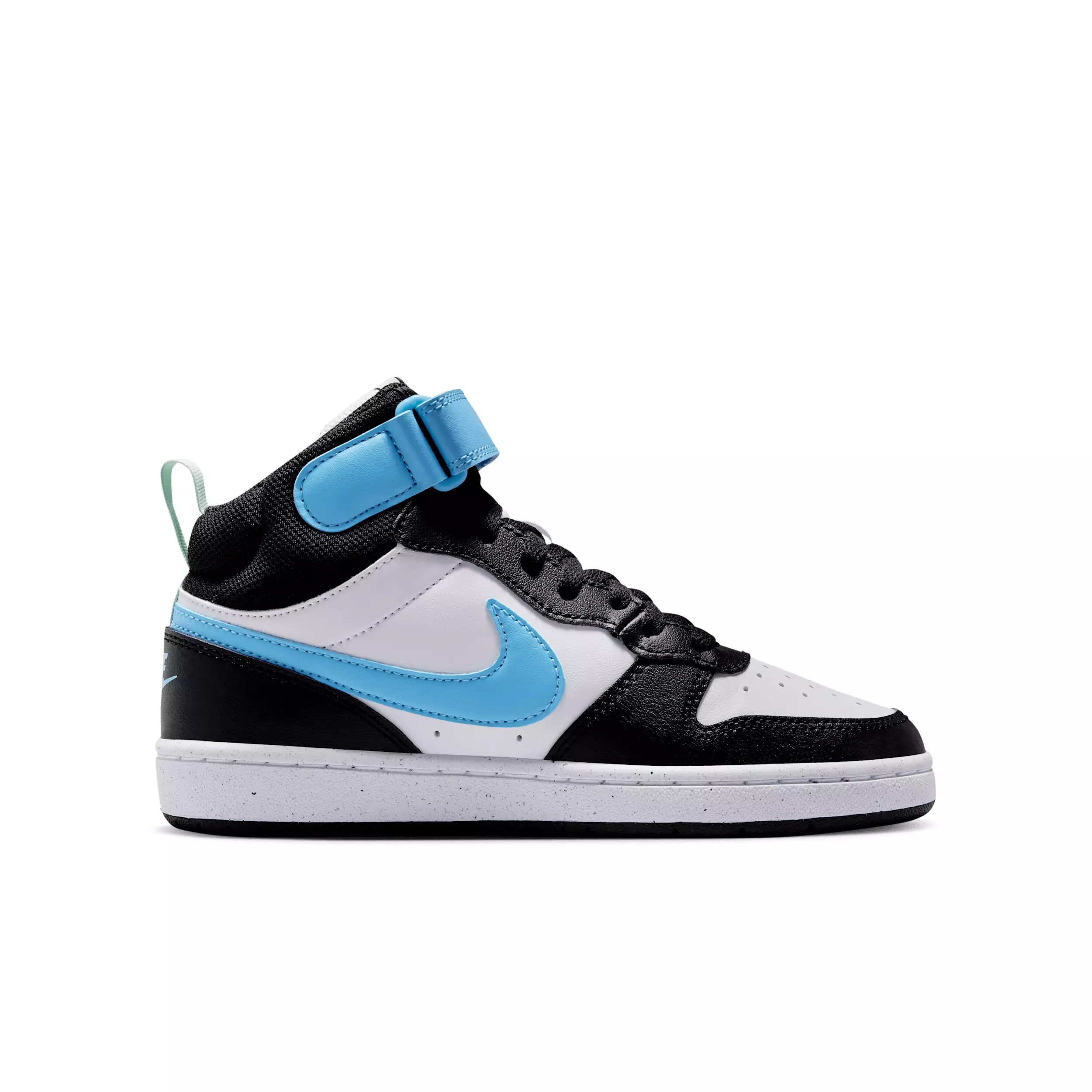 Nike Court Borough Mid 2 "White/Black/Arctic Green/Football Blue" Grade School Boys' Shoe - WHITE/BLACK/GREEN/BLUE