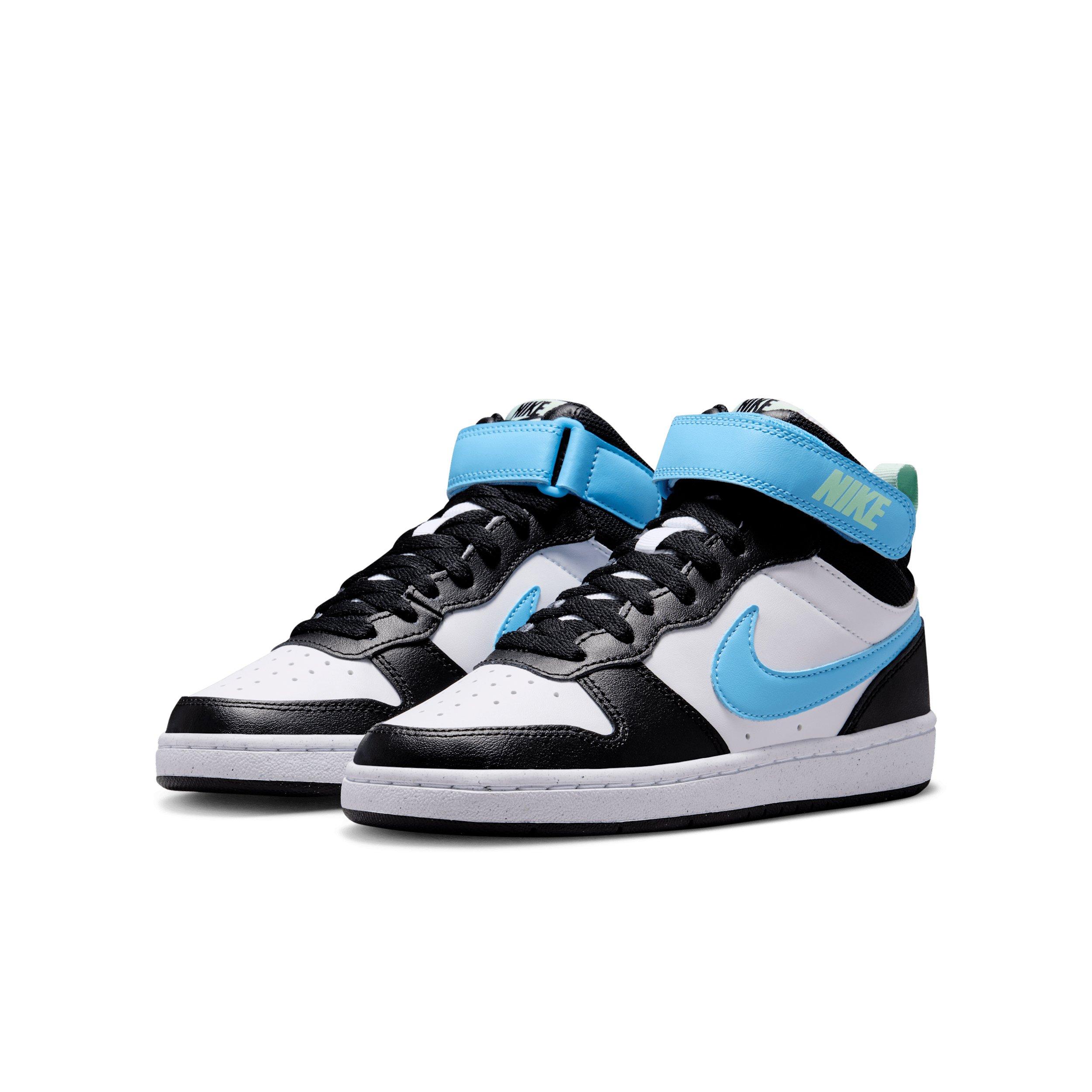 Nike Court Borough Mid 2 "White/Black/Arctic Green/Football Blue" Grade School Boys' Shoe - WHITE/BLACK/GREEN/BLUE Thumbnail View 3