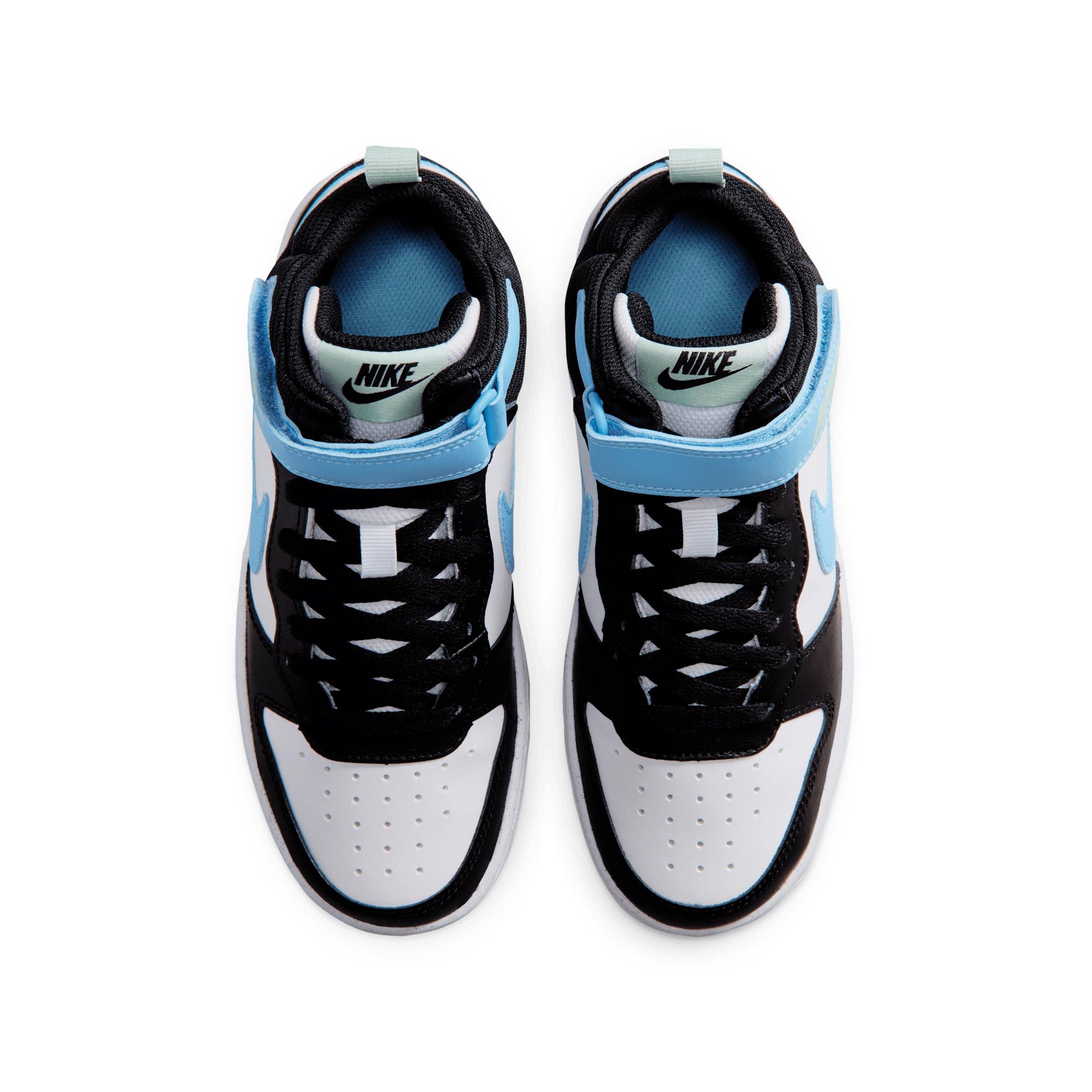 Nike Court Borough Mid 2 "White/Black/Arctic Green/Football Blue" Grade School Boys' Shoe - WHITE/BLACK/GREEN/BLUE Thumbnail View 4