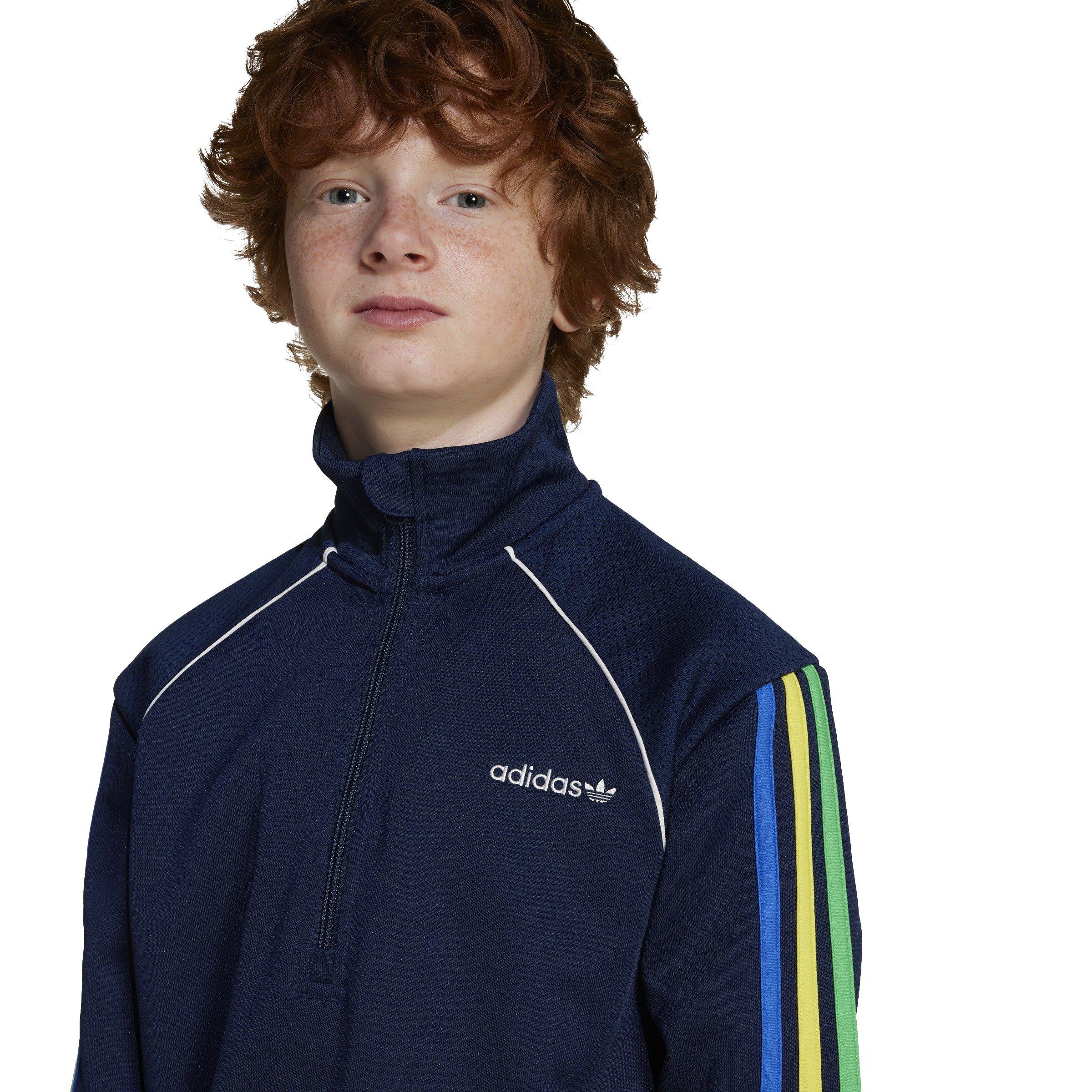 adidas Originals Big Kids' Blue Half Zip Sweatshirt