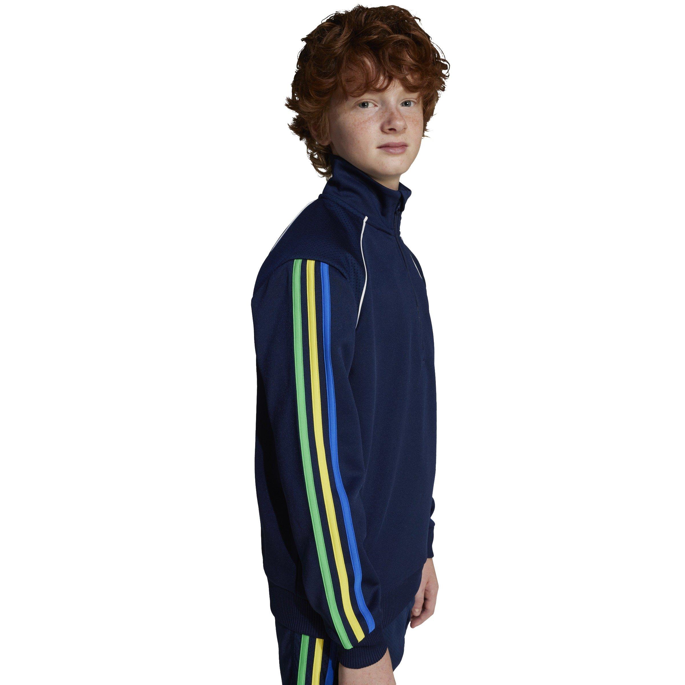 adidas Originals Big Kids' Blue Half Zip Sweatshirt
