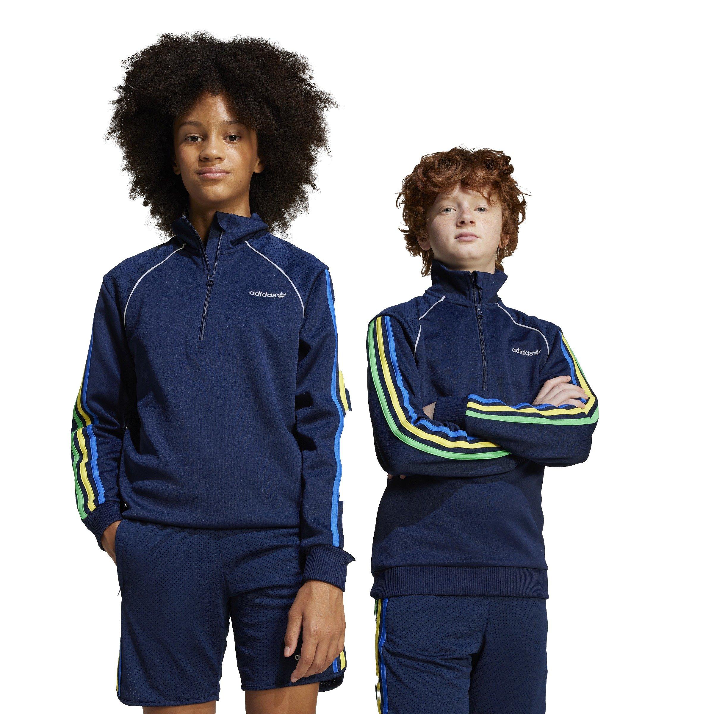 adidas Originals Big Kids' Blue Half Zip Sweatshirt