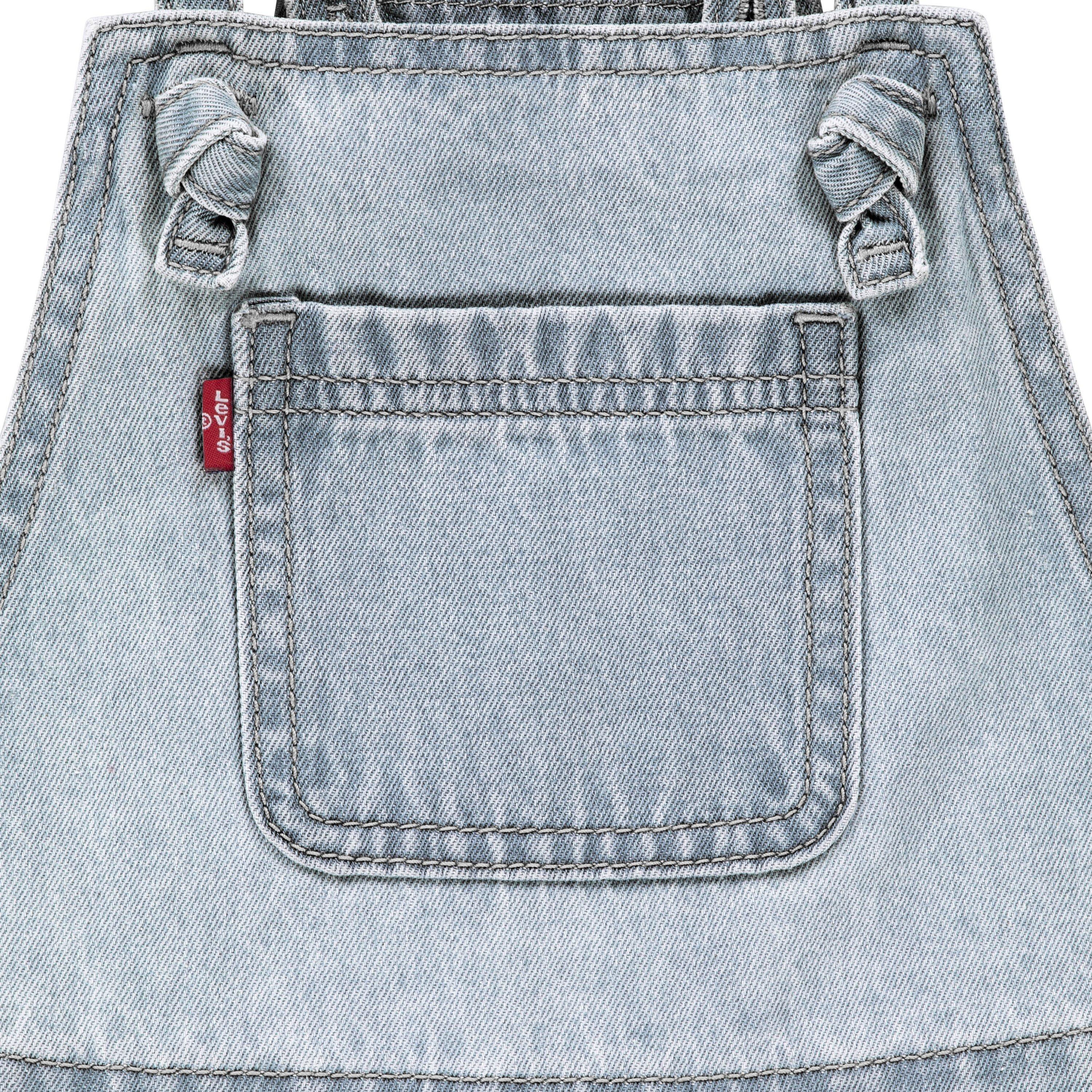 Levi's Little Girls' Knot Strap Light Blue Wash Denim Shortalls - LIGHT BLUE Thumbnail View 3