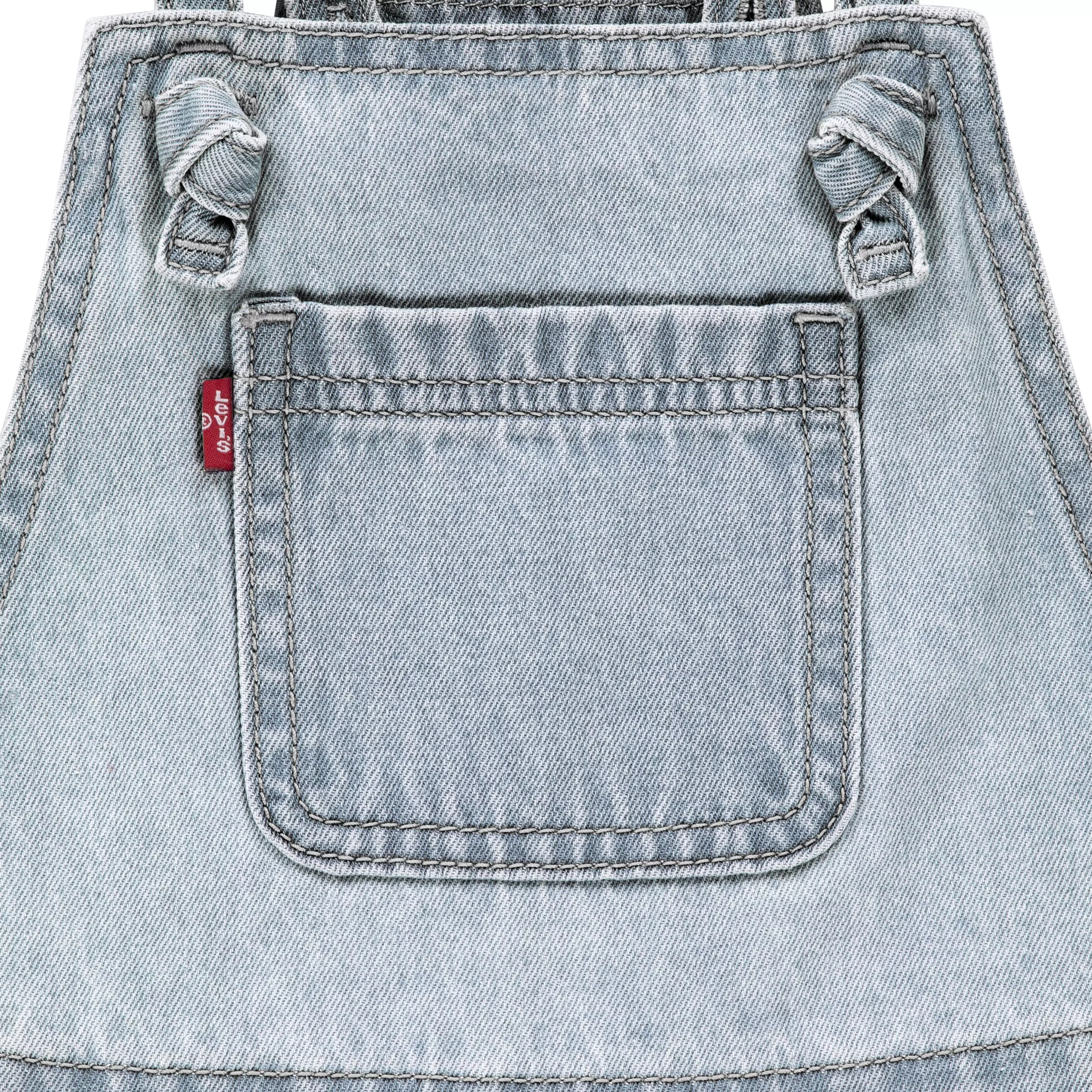 Levi's Little Girls' Knot Strap Light Blue Wash Denim Shortalls - LIGHT BLUE