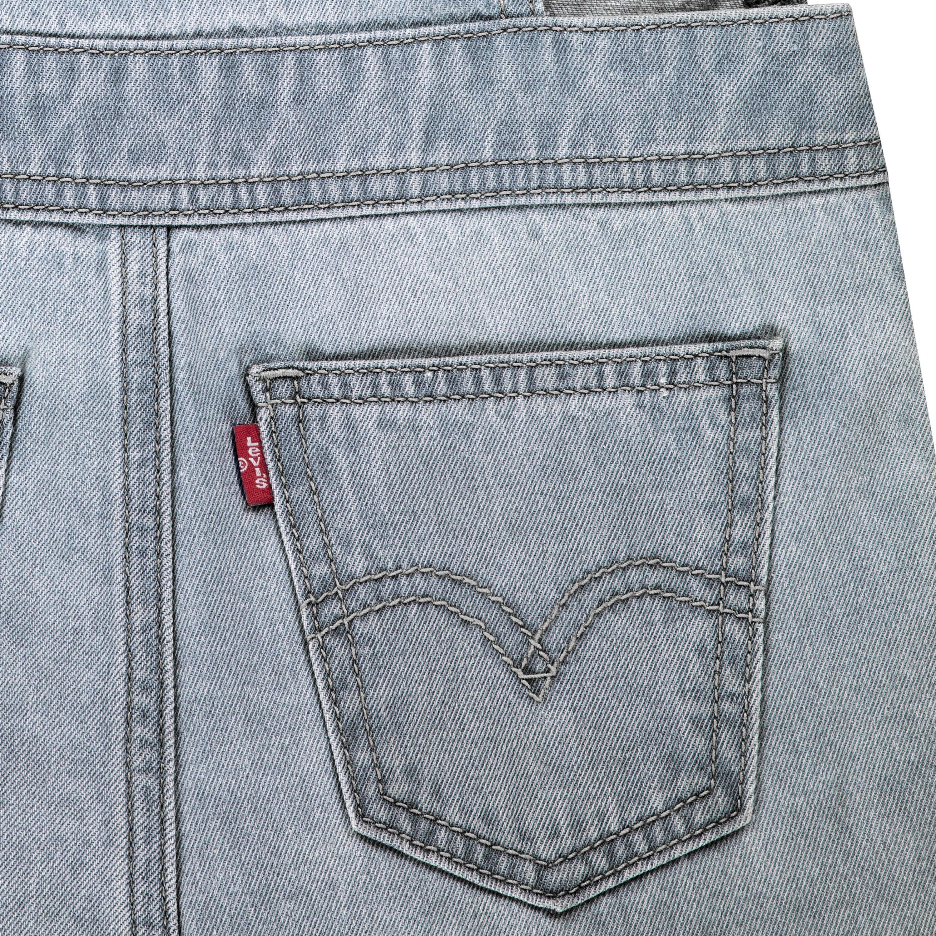 Levi's Little Girls' Knot Strap Light Blue Wash Denim Shortalls - LIGHT BLUE Thumbnail View 4