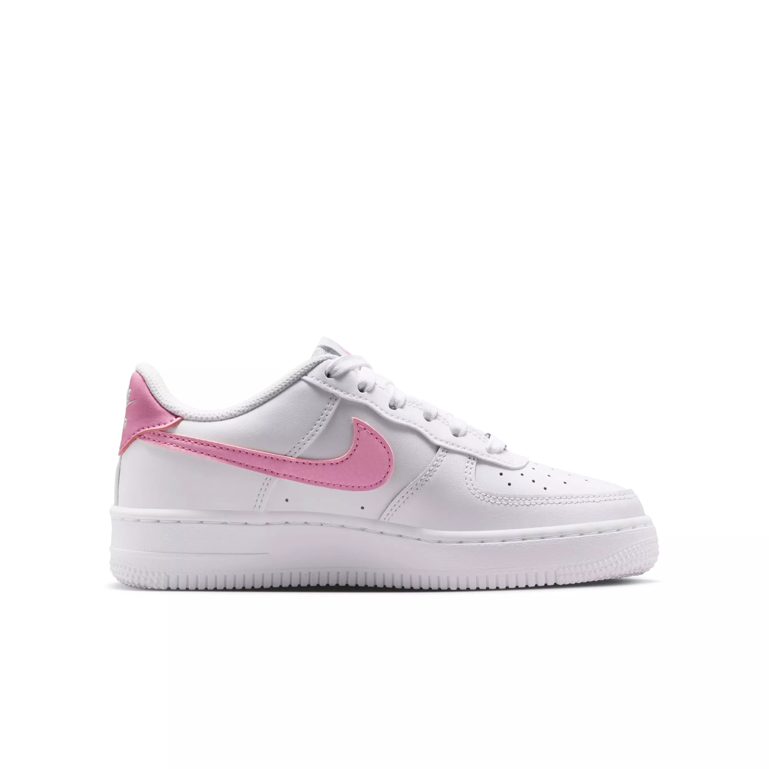 Nike Air Force 1 "White/White/Pink Rise" Grade School Girls' Shoe - WHITE/WHITE/PINK