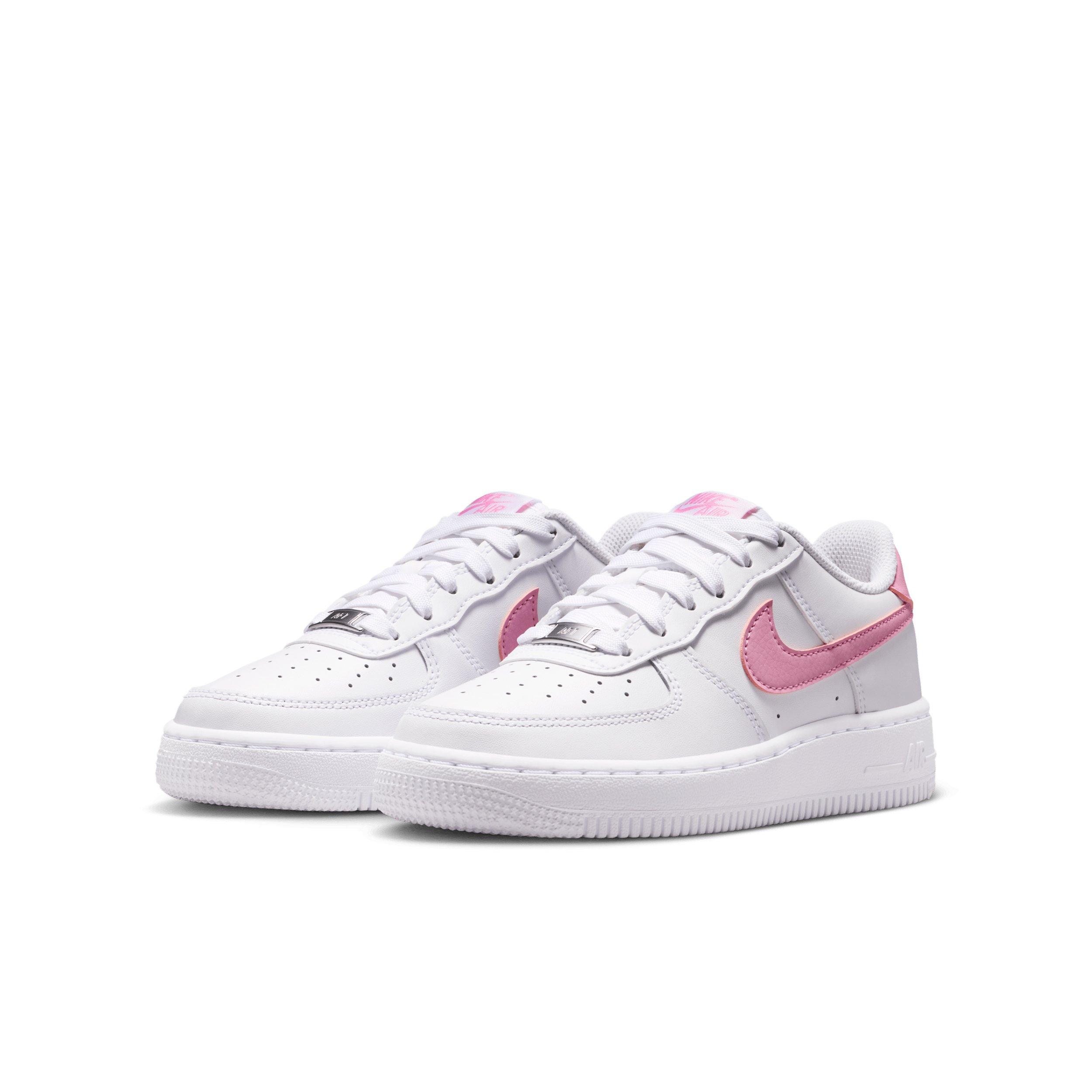 Nike Air Force 1 "White/White/Pink Rise" Grade School Girls' Shoe - WHITE/WHITE/PINK Thumbnail View 3