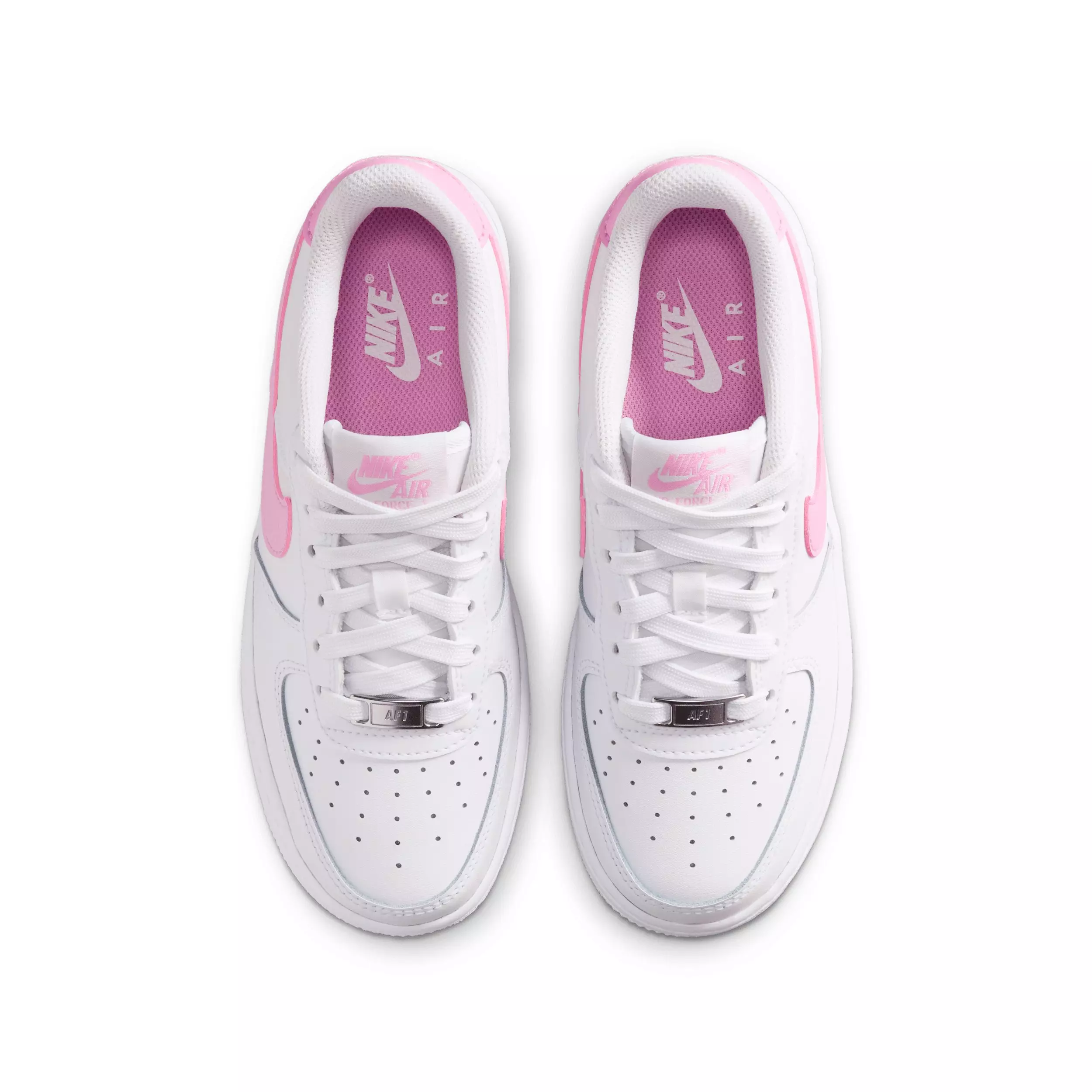 Nike Air Force 1 "White/White/Pink Rise" Grade School Girls' Shoe - WHITE/WHITE/PINK