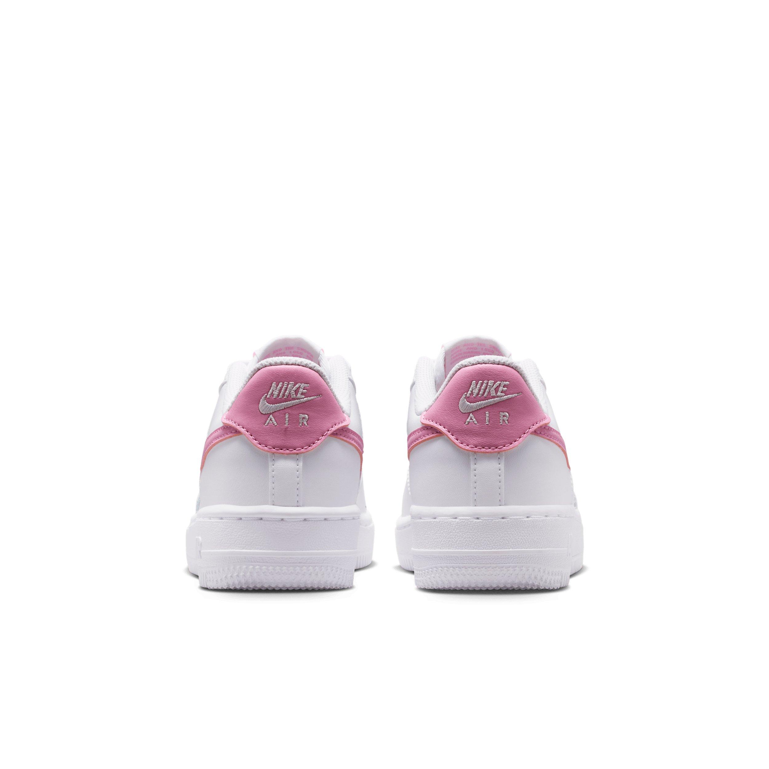 Nike Air Force 1 "White/White/Pink Rise" Grade School Girls' Shoe - WHITE/WHITE/PINK Thumbnail View 5