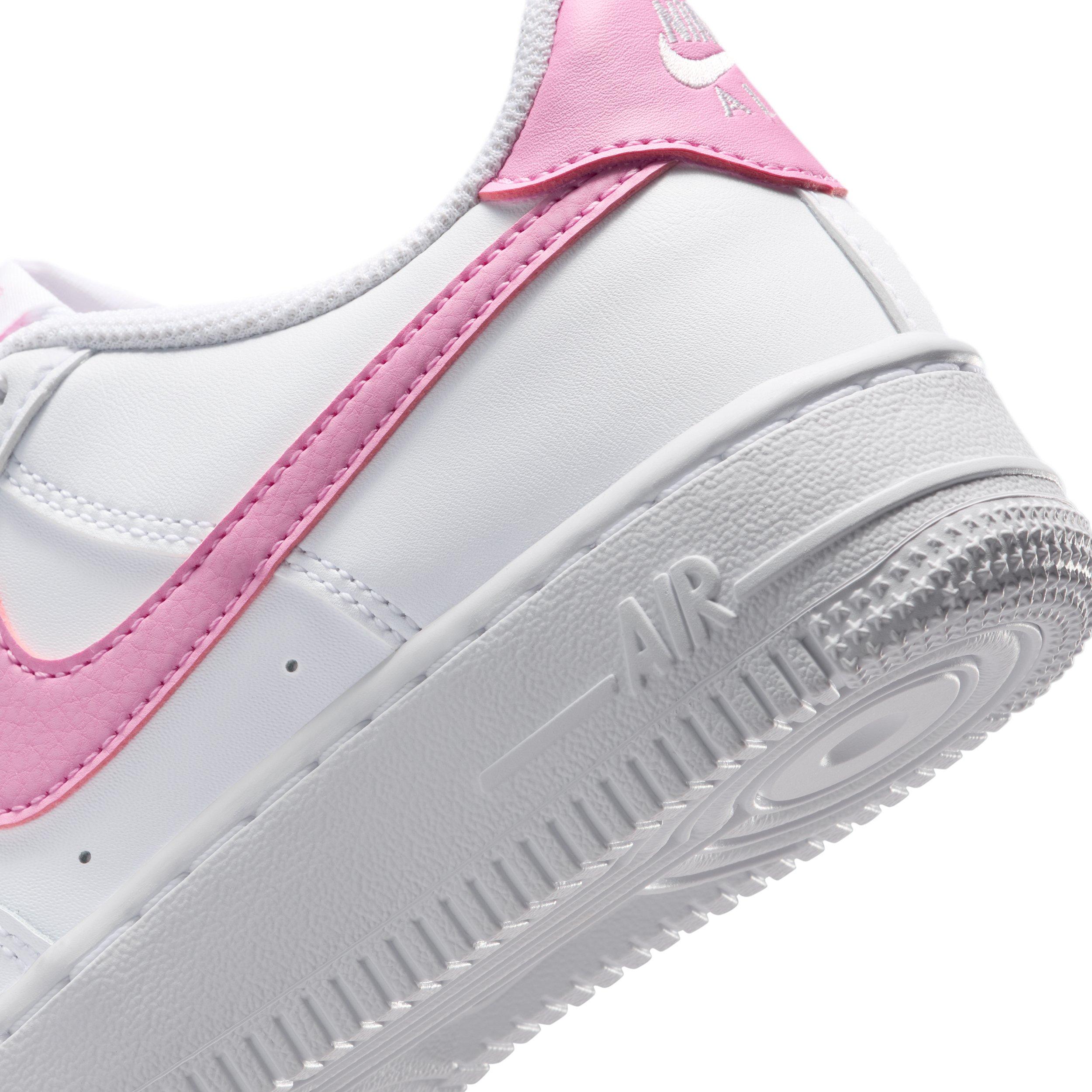 Nike Air Force 1 "White/White/Pink Rise" Grade School Girls' Shoe - WHITE/WHITE/PINK Thumbnail View 8