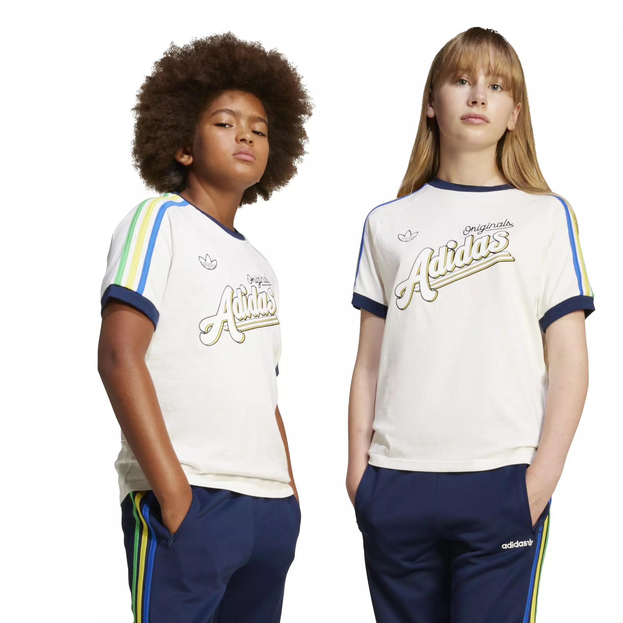 adidas Originals Big Kids' 3-Stripes T-Shirt - White - WHITE