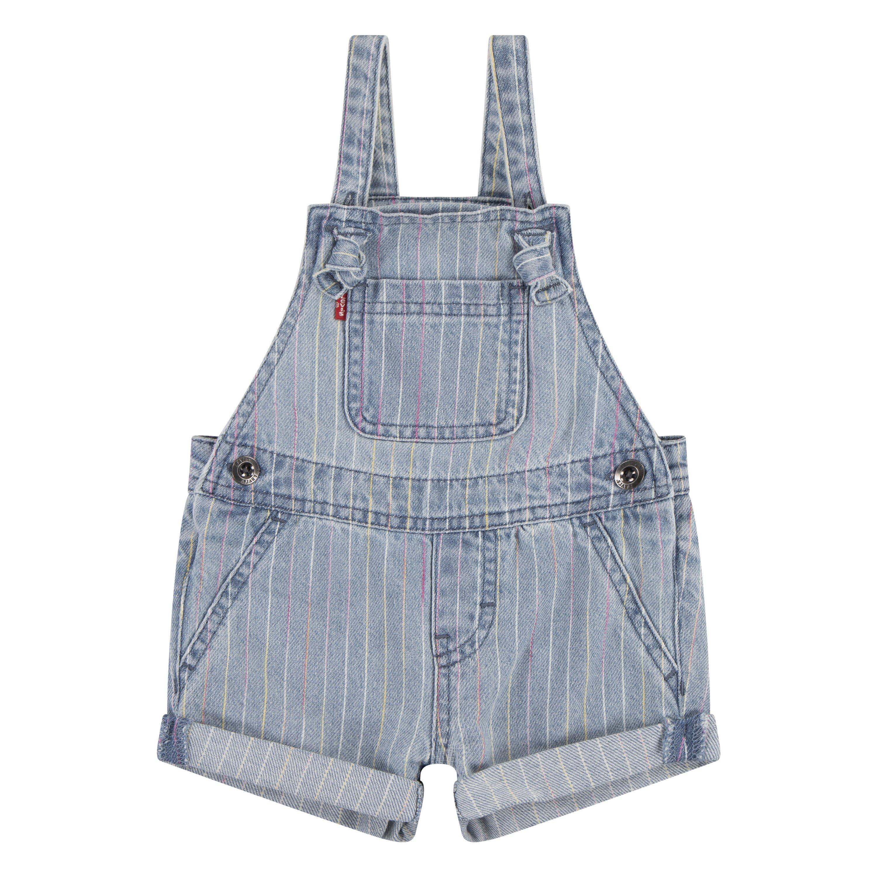 Levi's Knot Strap Infant Girls' Pinstripe Blue Wash Denim Shortalls