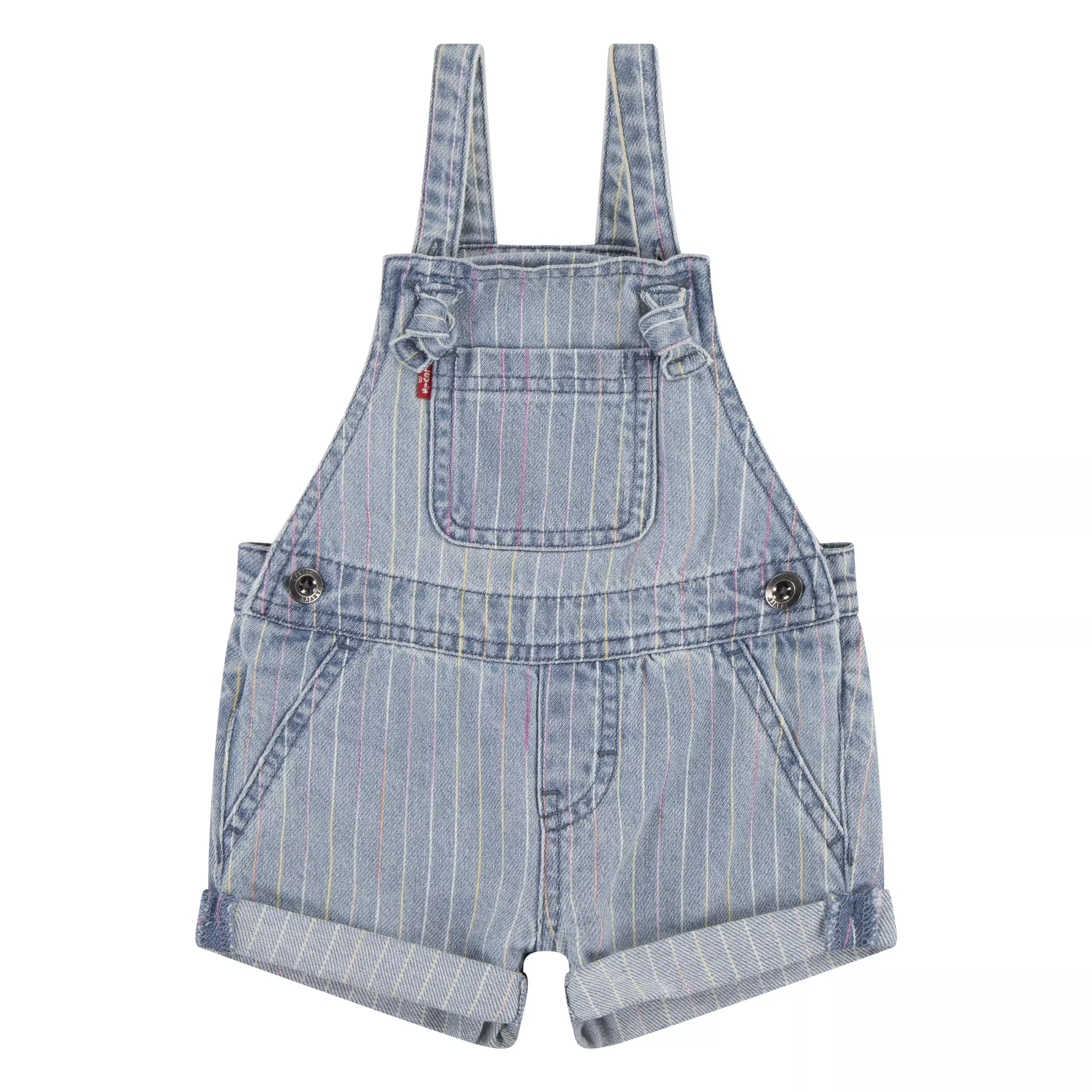 Levi's Infant Girls' Knot Strap Pinstripe Blue Washed Denim Shortalls - PINSTRIPE BLUE