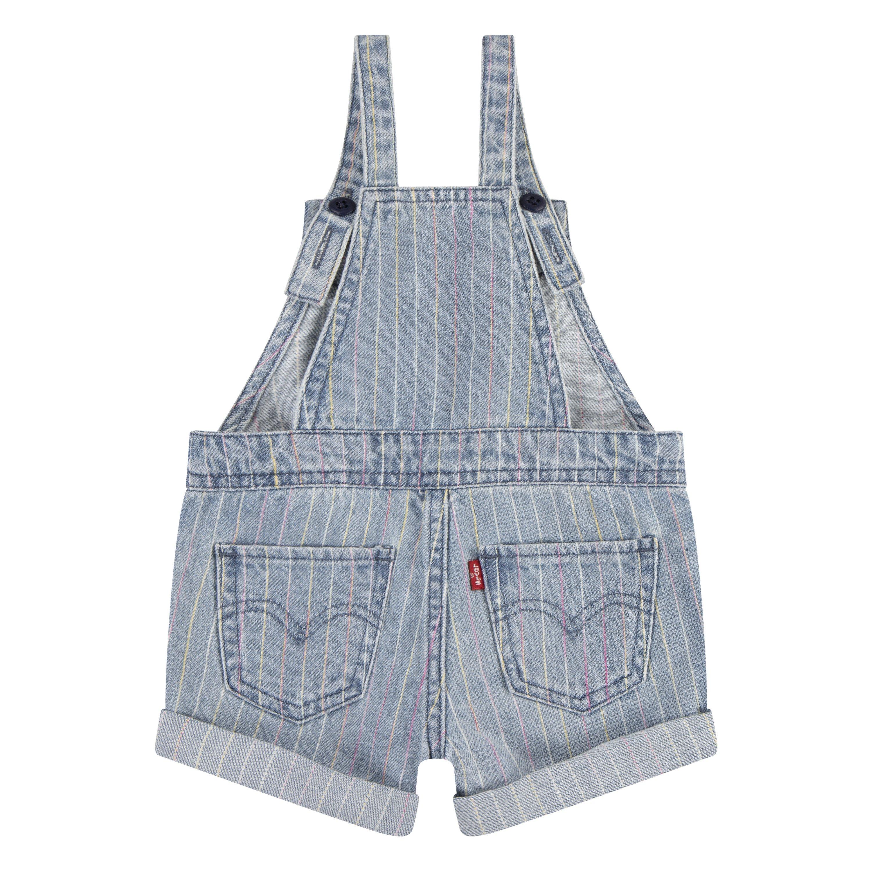 Levi's Knot Strap Infant Girls' Pinstripe Blue Wash Denim Shortalls