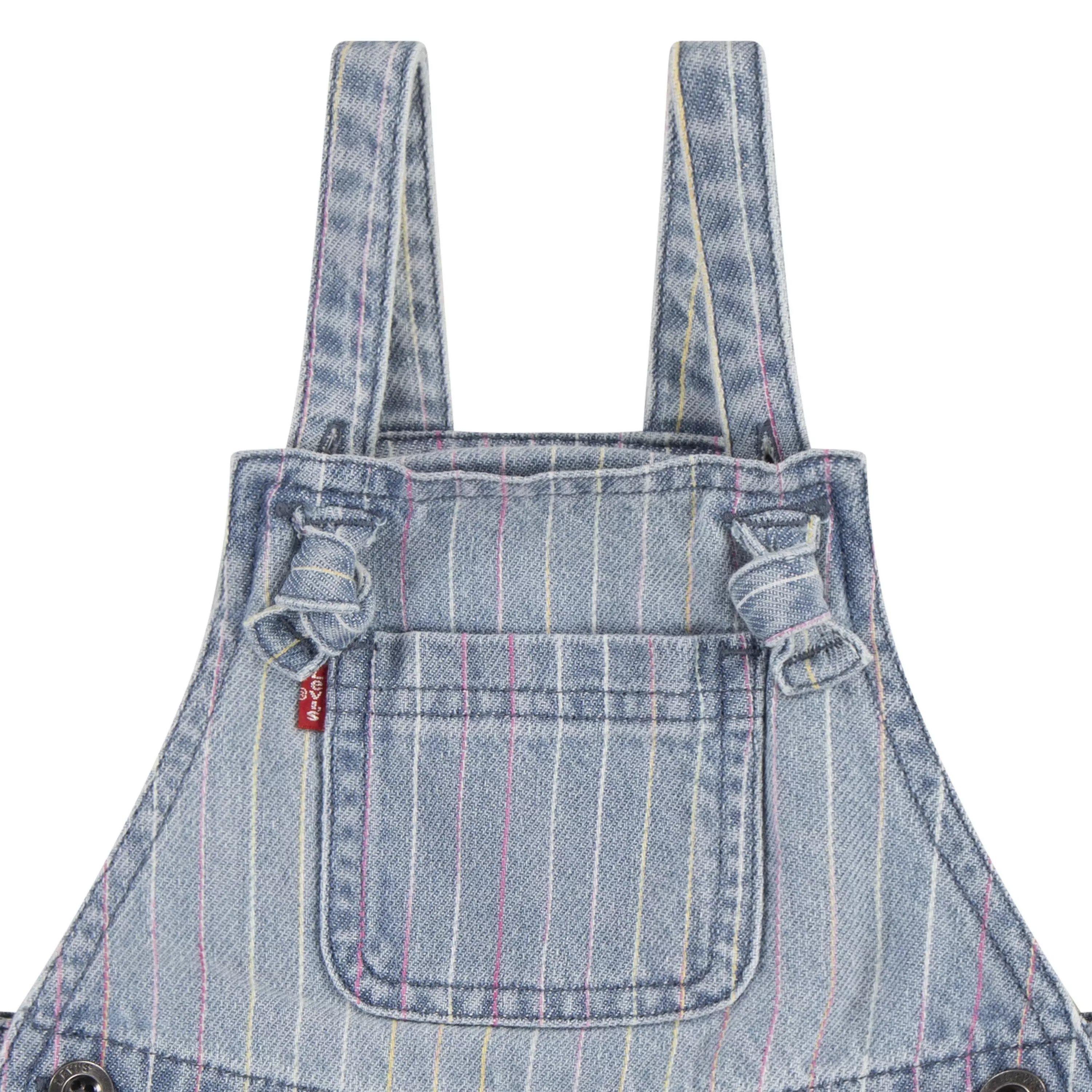 Levi's Infant Girls' Knot Strap Pinstripe Blue Washed Denim Shortalls - PINSTRIPE BLUE