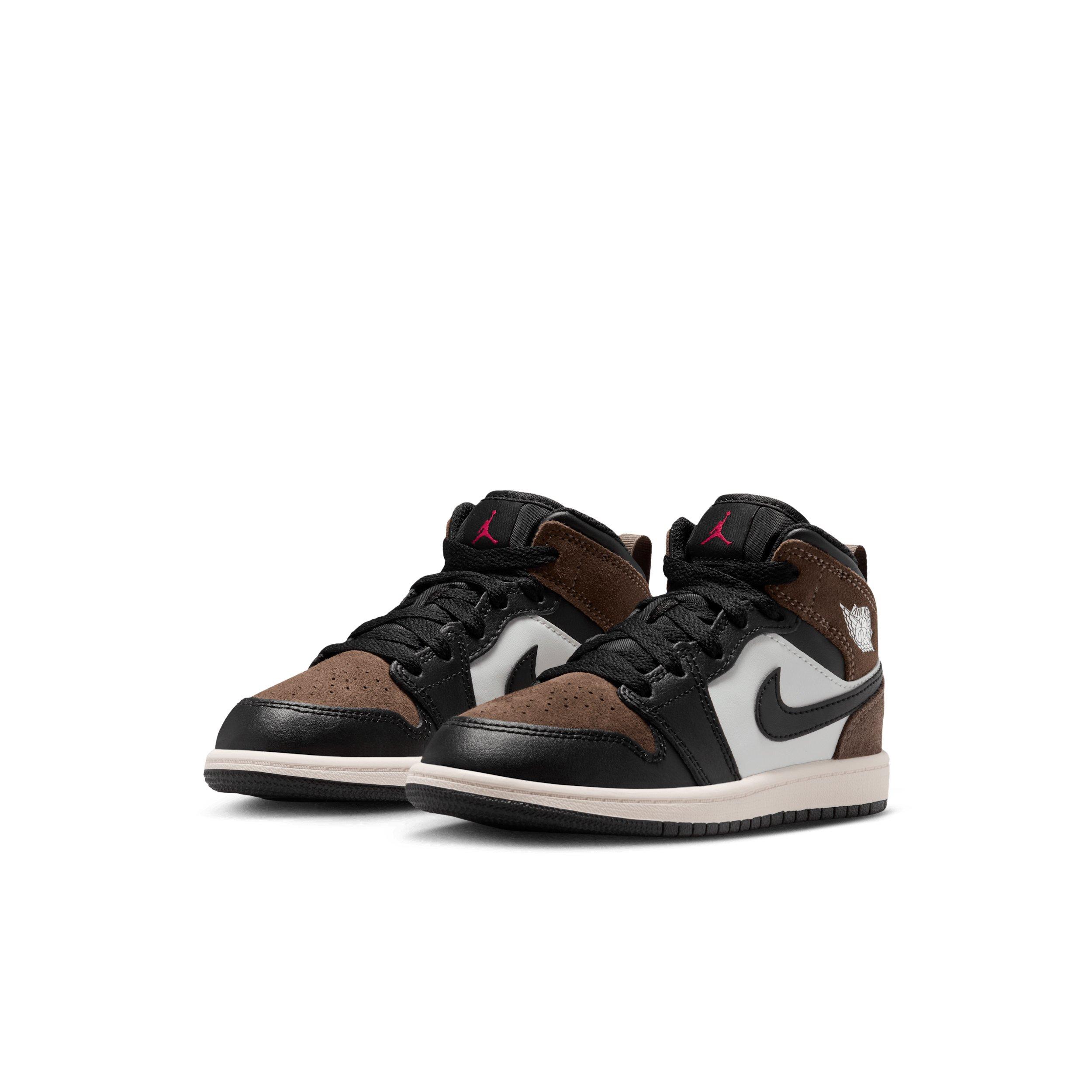 Jordan 1 Mid "Black/Palomino/University Red/Phantom" Preschool Boys' Shoe - BLACK/PALOMINO/RED/PHANTOM