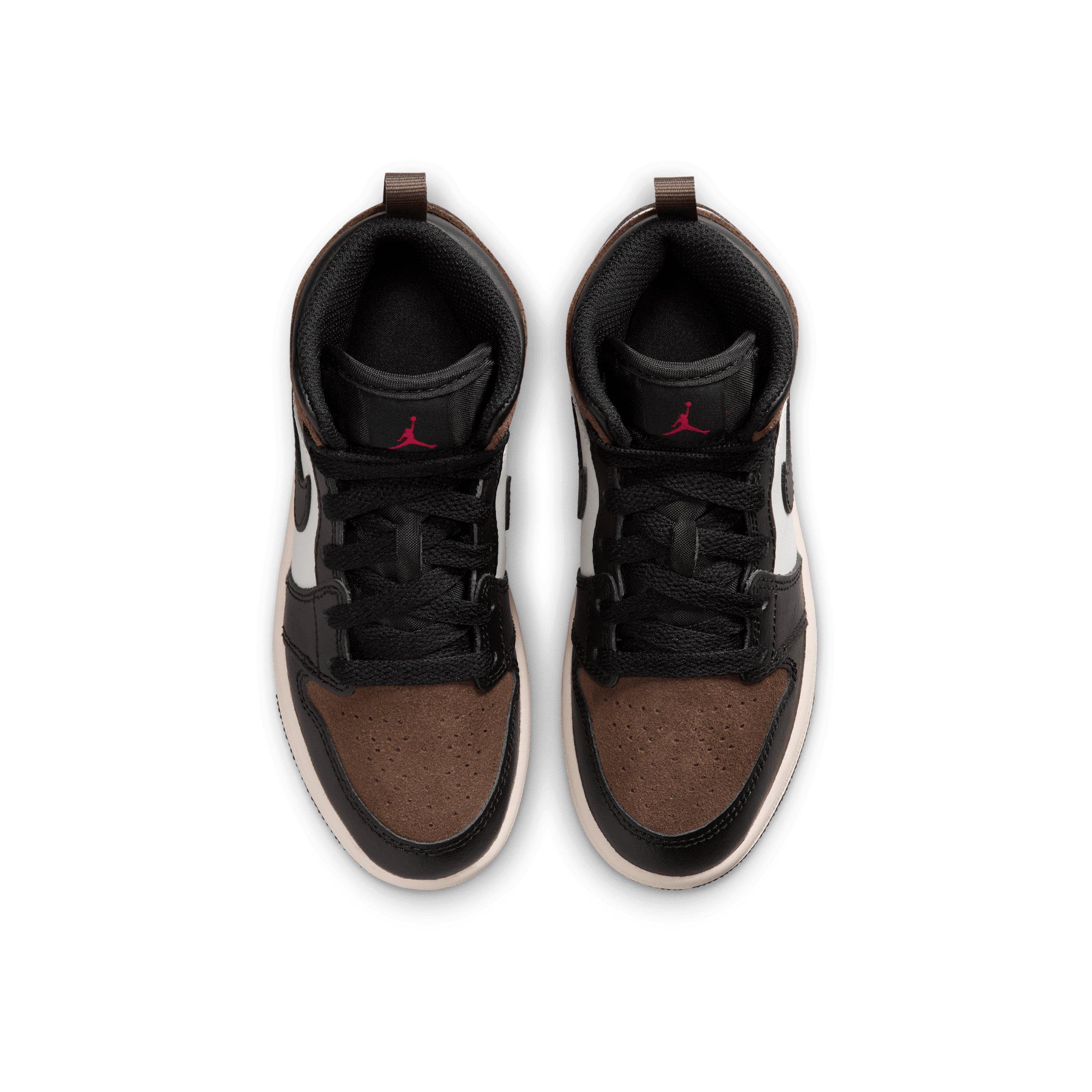 Jordan 1 Mid "Black/Palomino/University Red/Phantom" Preschool Boys' Shoe - BLACK/PALOMINO/RED/PHANTOM