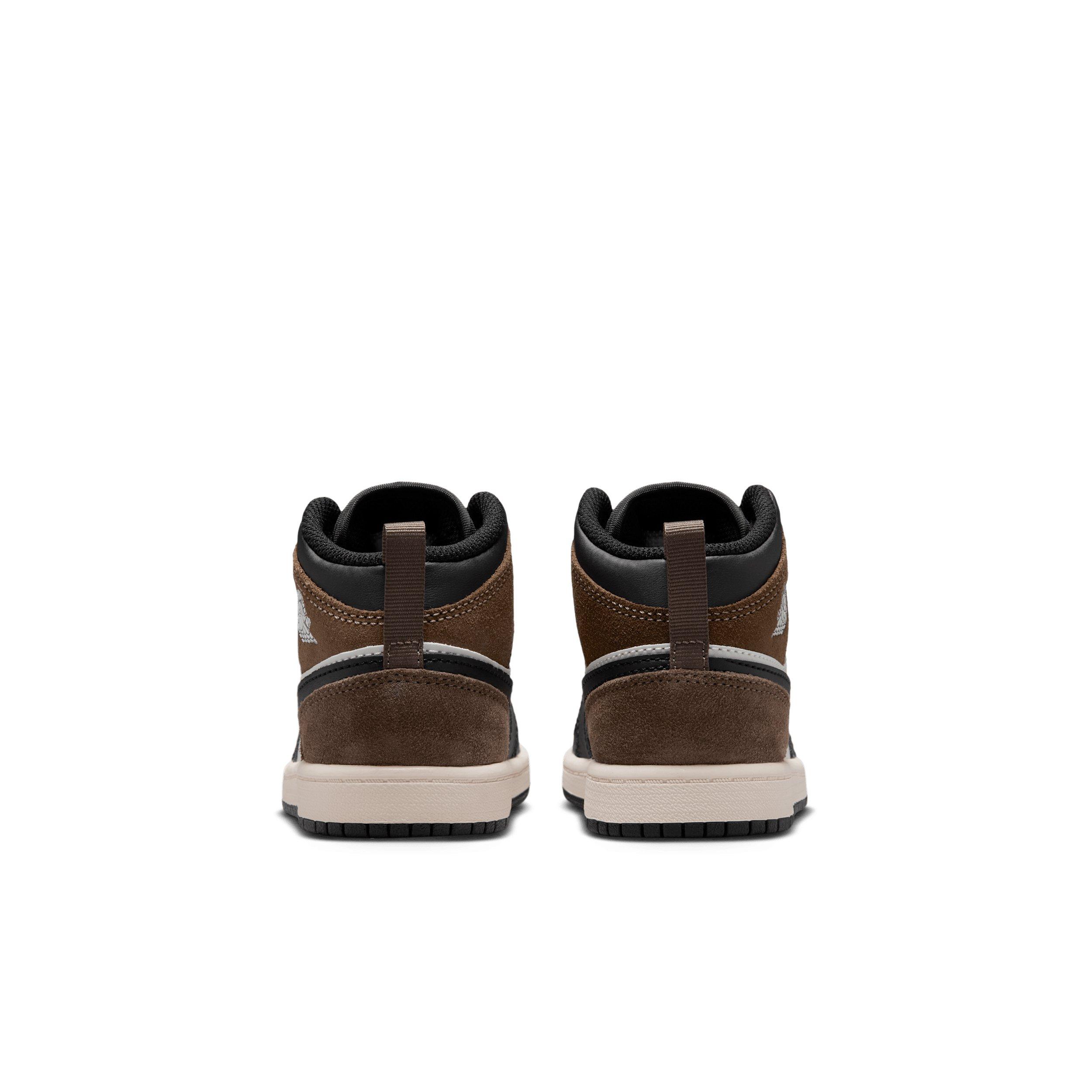 Jordan 1 Mid "Black/Palomino/University Red/Phantom" Preschool Boys' Shoe - BLACK/PALOMINO/RED/PHANTOM