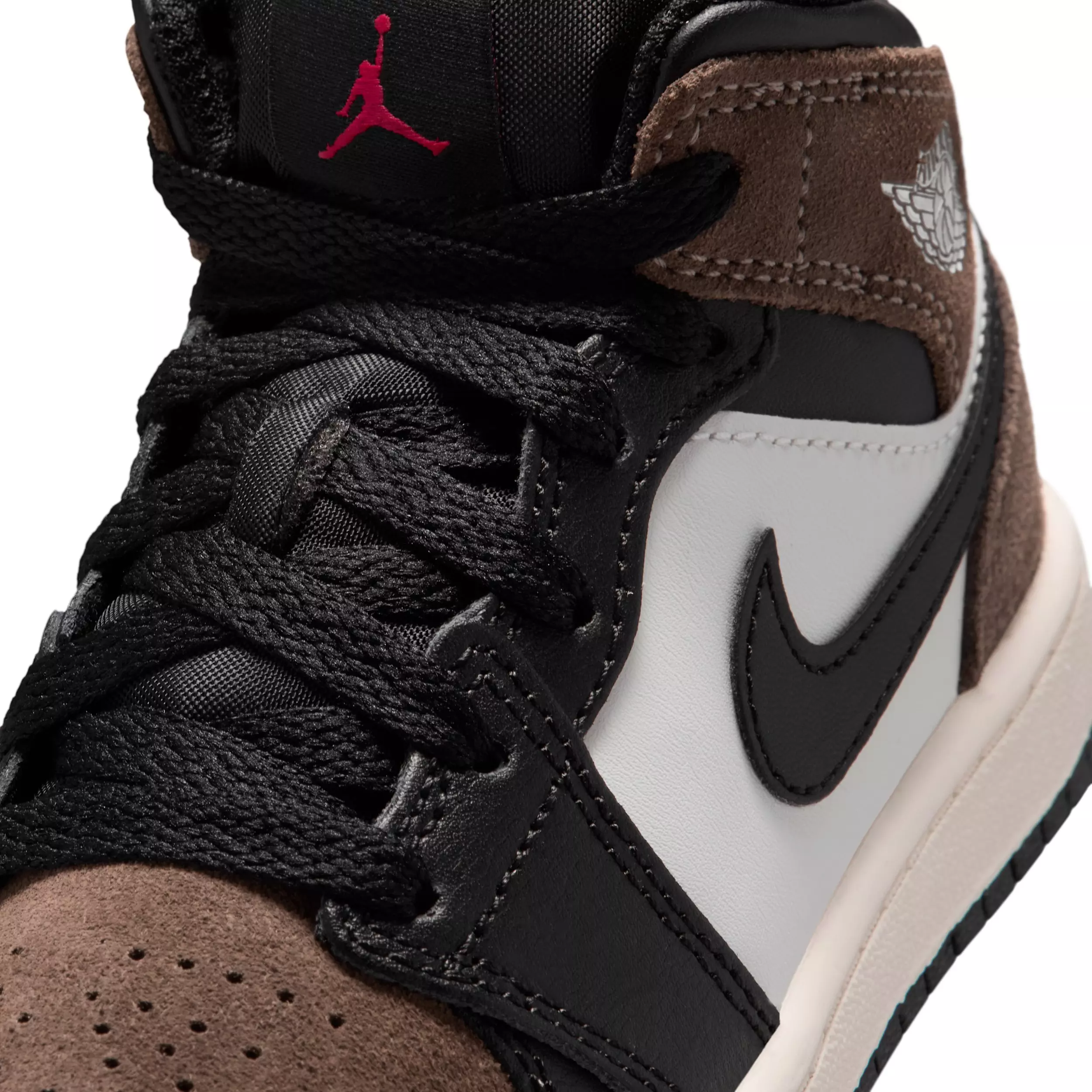 Jordan 1 Mid "Black/Palomino/University Red/Phantom" Preschool Boys' Shoe - BLACK/PALOMINO/RED/PHANTOM