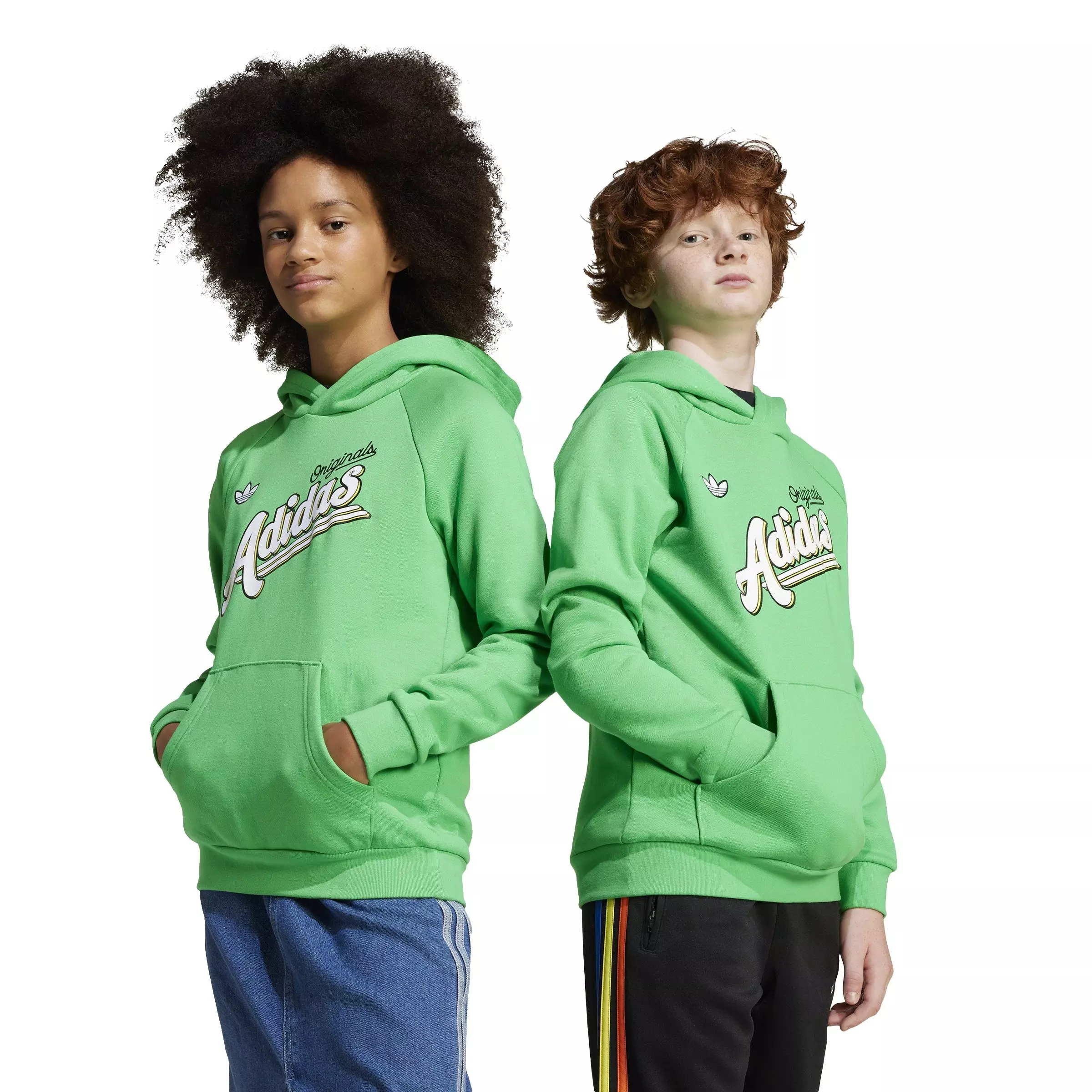 adidas Originals Big Kids' Retro Trefoil Hoodie - Green - GREEN