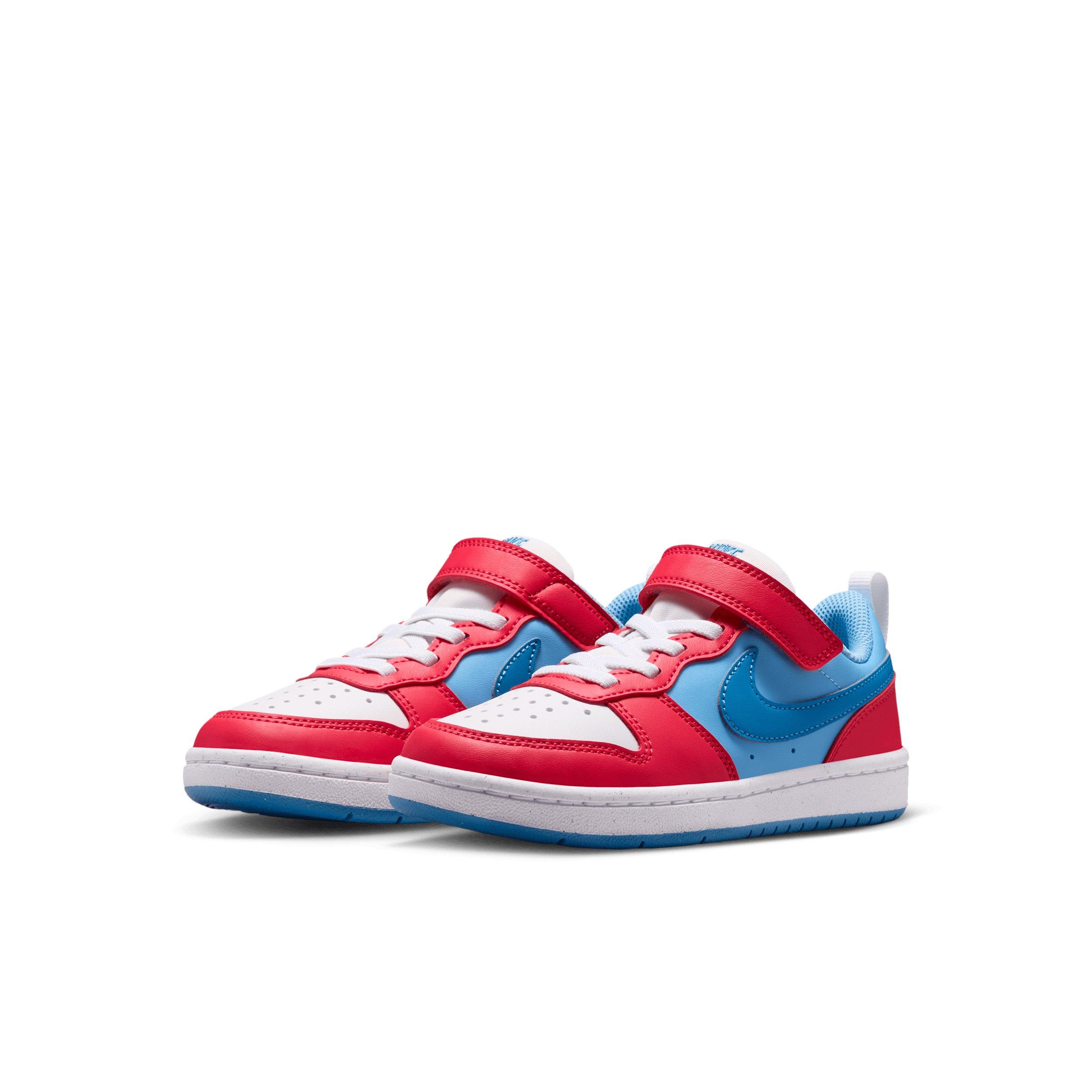 Nike Court Borough Low Recraft "Fusion Red/Football Blue/White/Energy" Preschool Boys' Shoe - RED/BLUE/WHITE/ENERGY Thumbnail View 3
