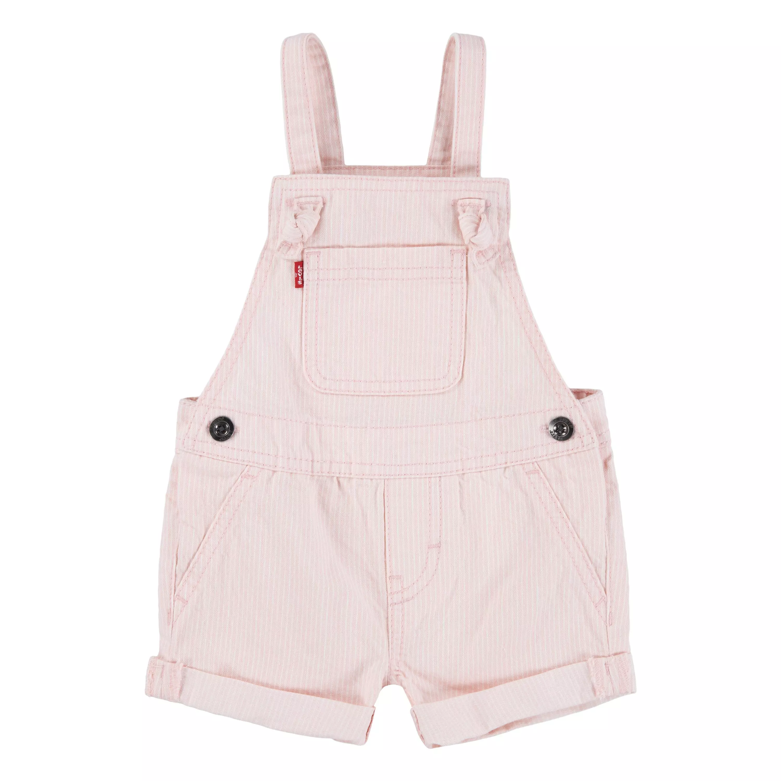 Levi's Infant Girls' Knot Strap Light Pink Wash Denim Shortalls - LIGHT PINK