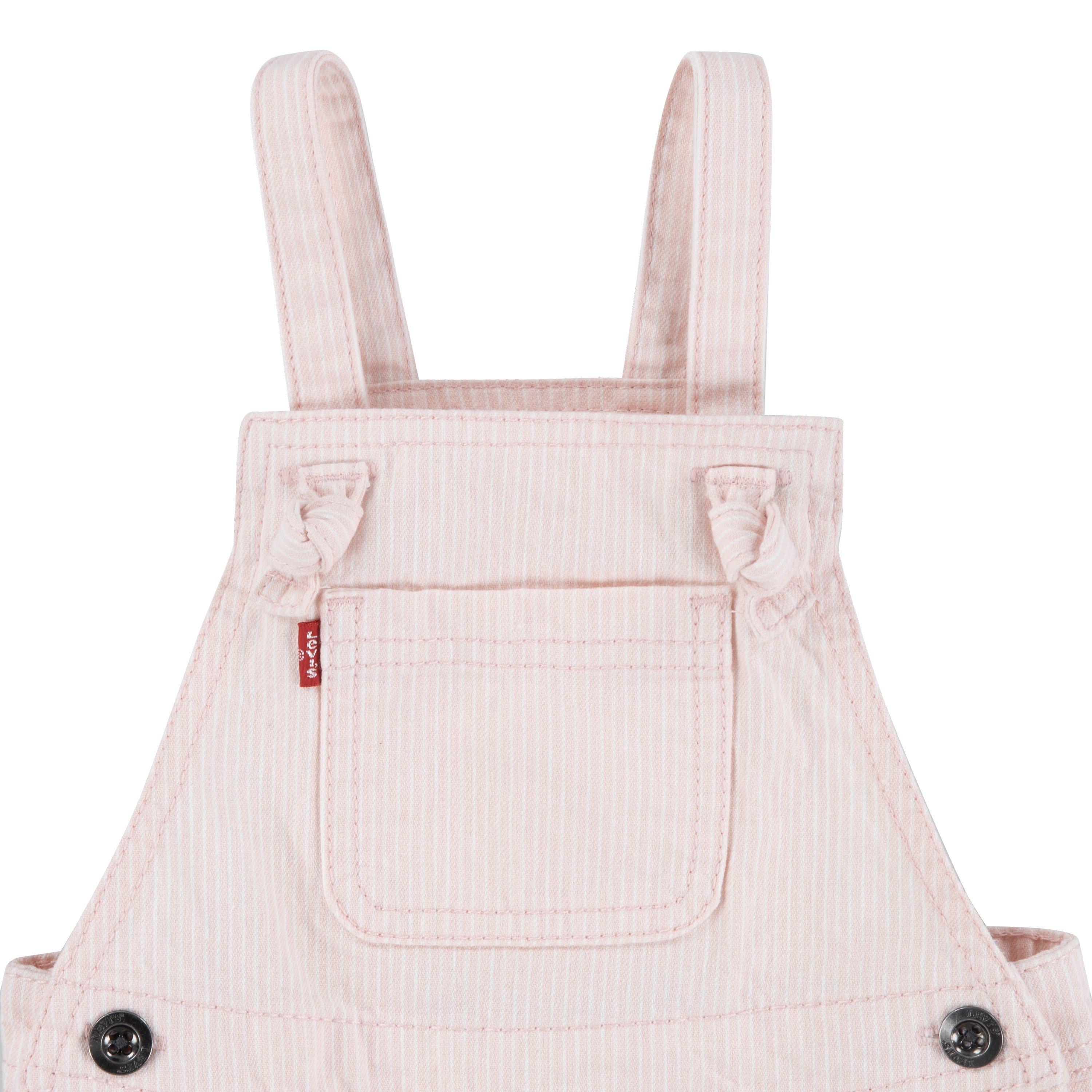 Levi's Knot Strap Infant Girls' Light Pink Wash Denim Shortalls - LIGHT PINK Thumbnail View 3