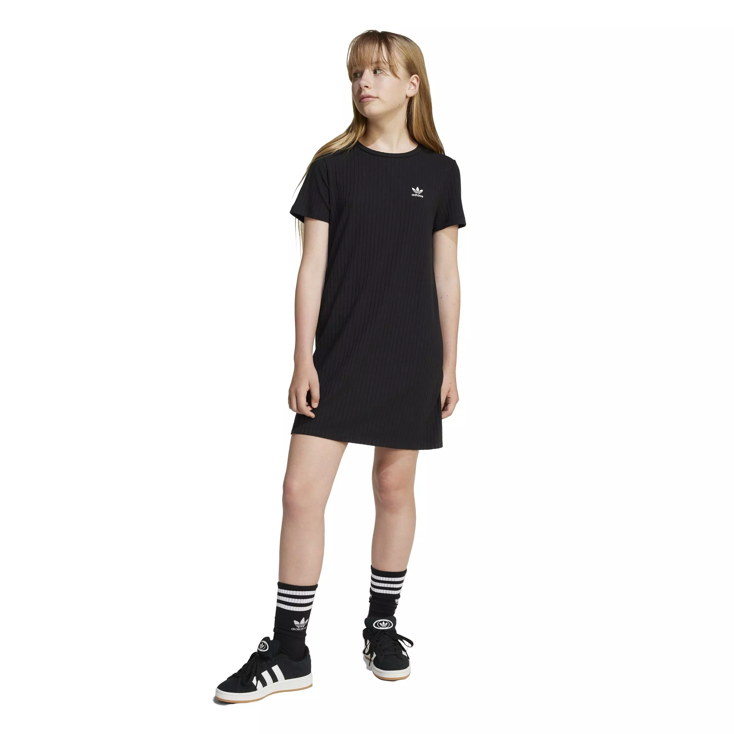 adidas Originals Big Girls' Essentials Ribbed Dress - Black - BLACK