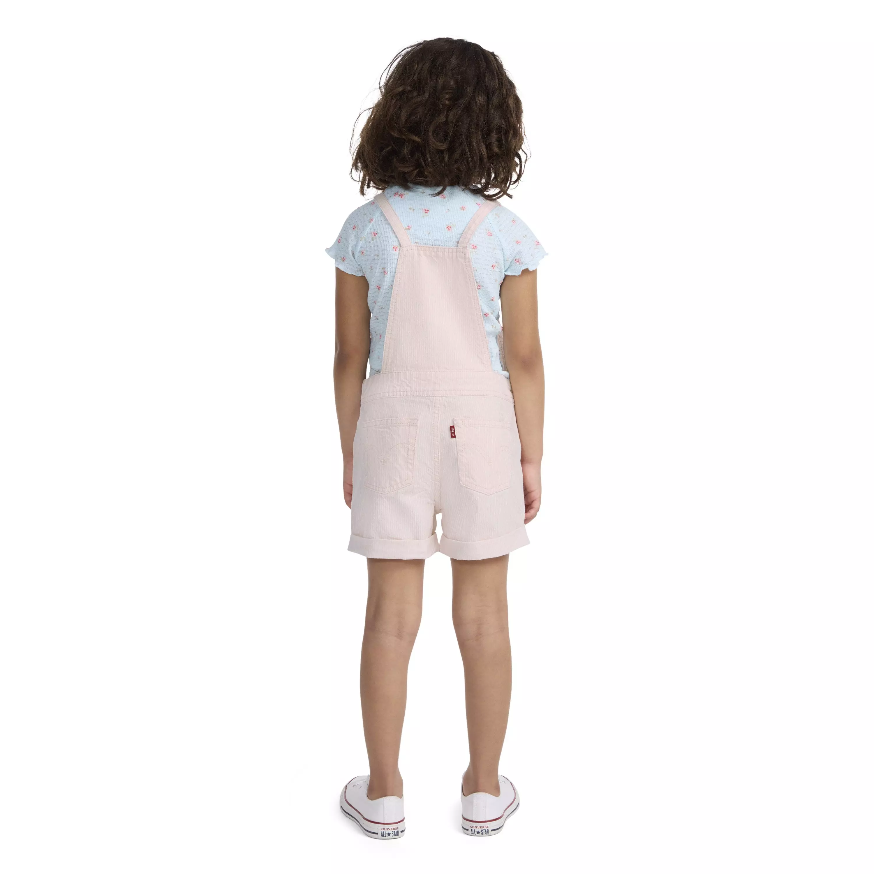 Levi's Little Girls' Knot Strap Light Wash Denim Shortalls - Pink - LIGHT PINK