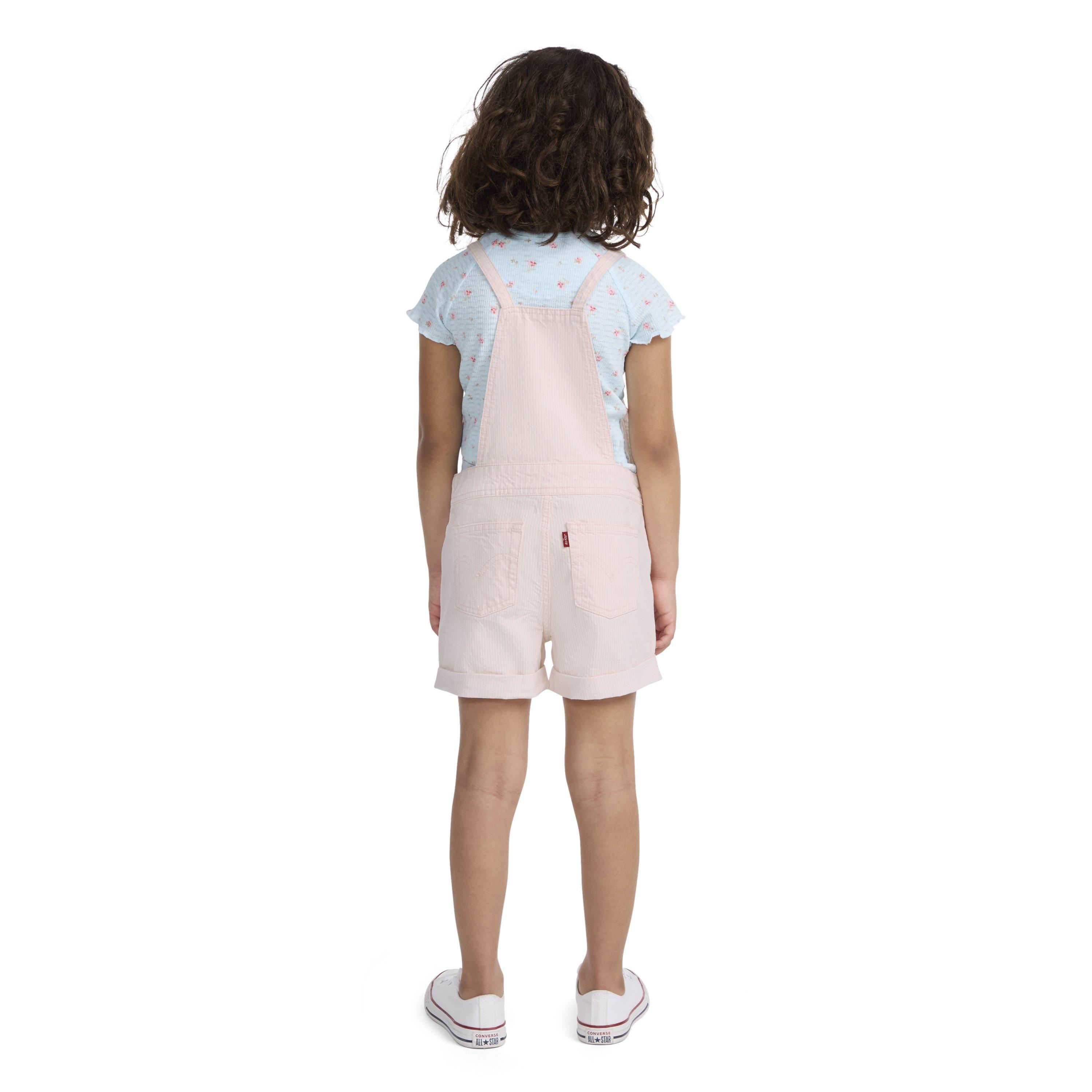 Levi's Knot Strap Little Girls' Light Pink Wash Denim Shortalls