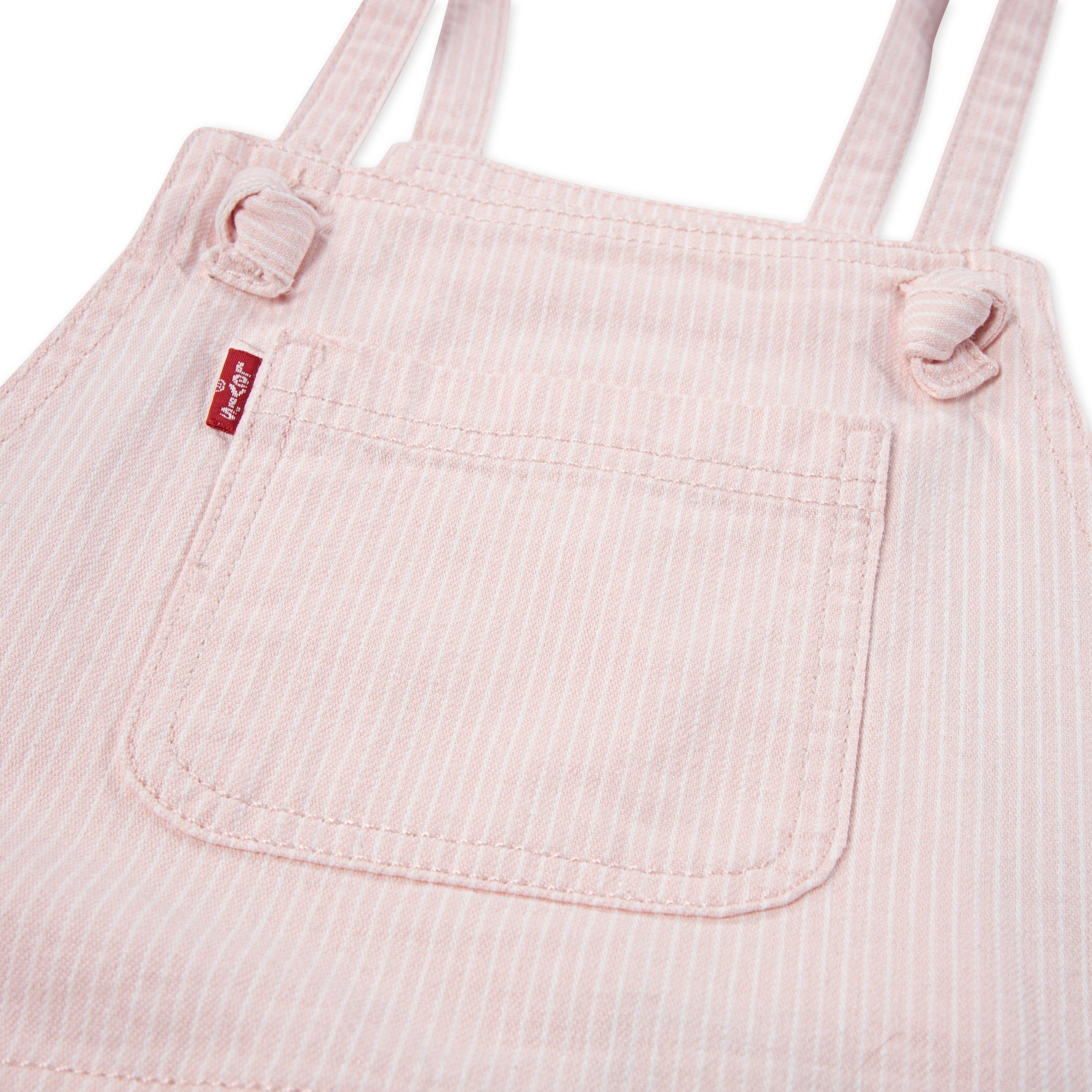 Levi's Little Girls' Knot Strap Light Pink Wash Denim Shortalls - LIGHT PINK Thumbnail View 4
