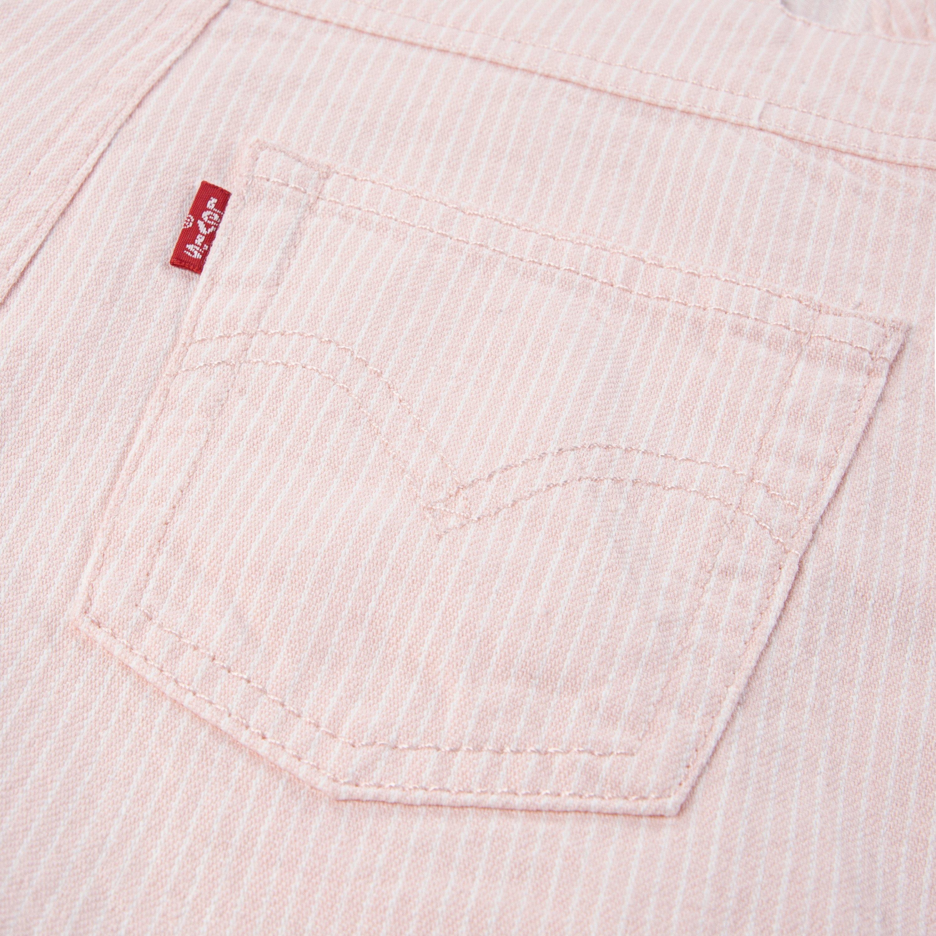 Levi's Little Girls' Knot Strap Light Wash Denim Shortalls - Pink - LIGHT PINK Thumbnail View 6