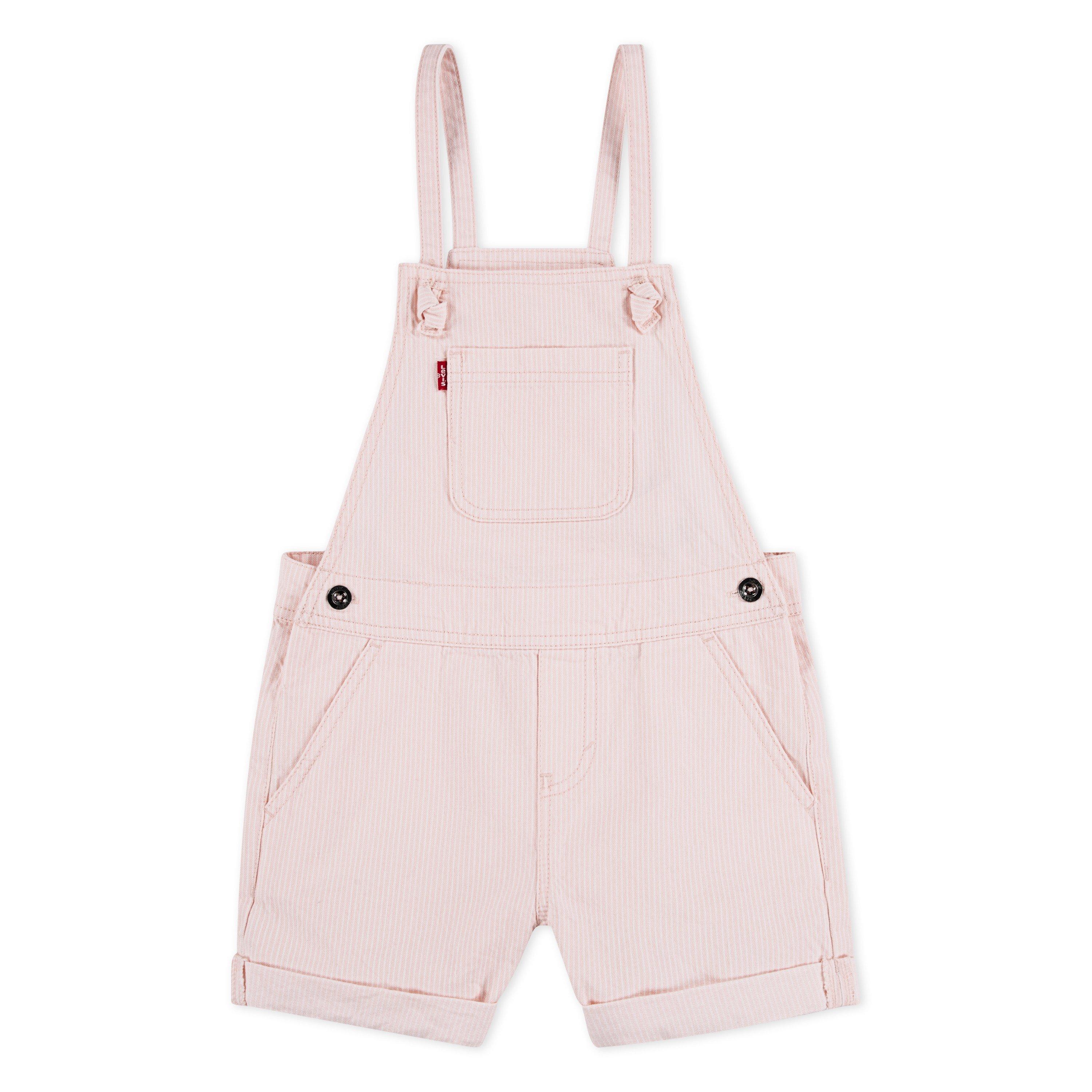 Levi's Little Girls' Knot Strap Light Wash Denim Shortalls - Pink - LIGHT PINK Thumbnail View 7