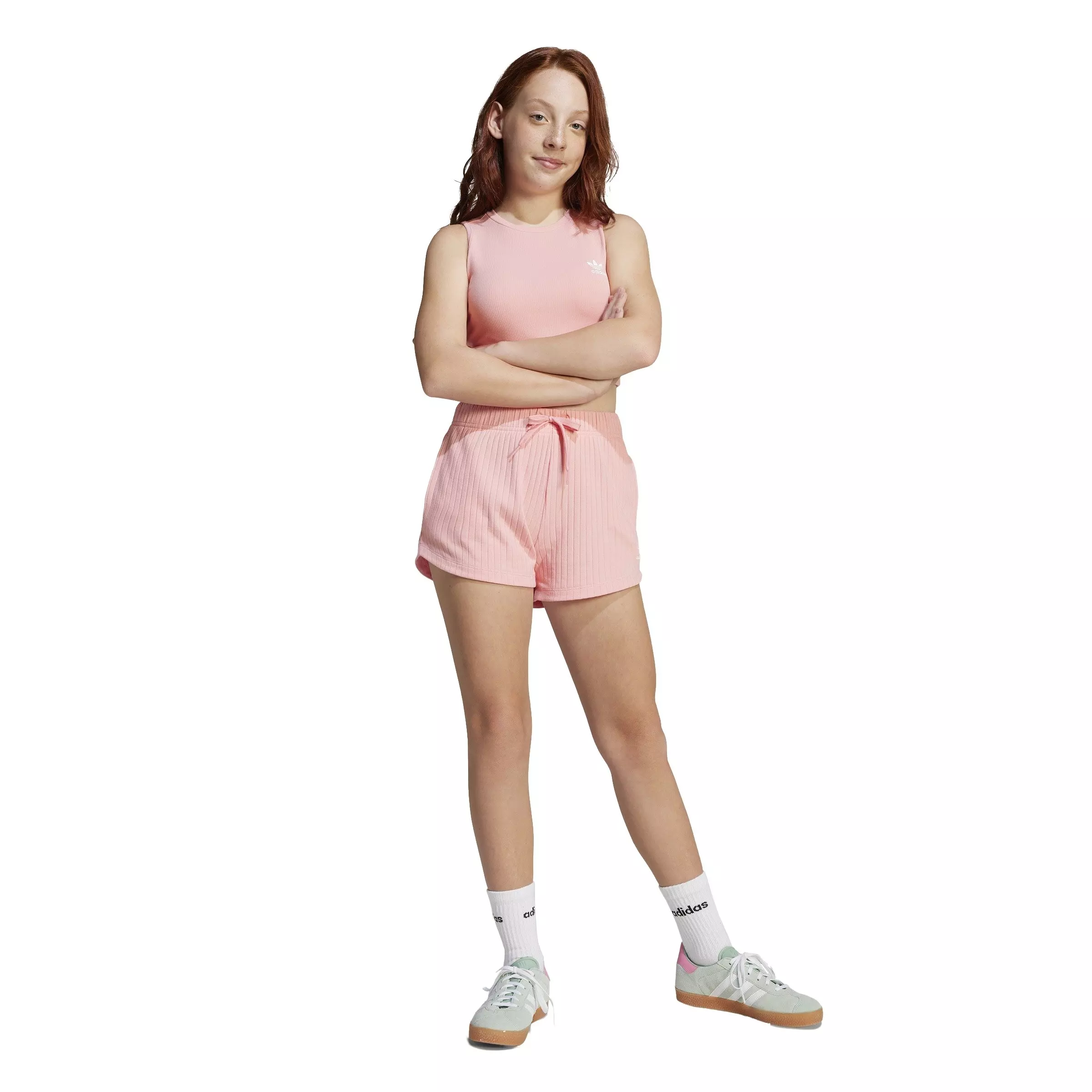 adidas Originals Big Girls' Ribbed Shorts - Pink - PINK