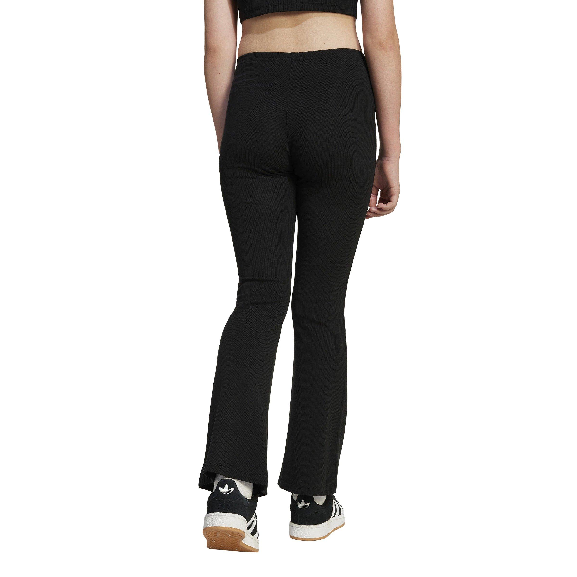 adidas Originals Big Girls' Ribbed Flared Black Pants