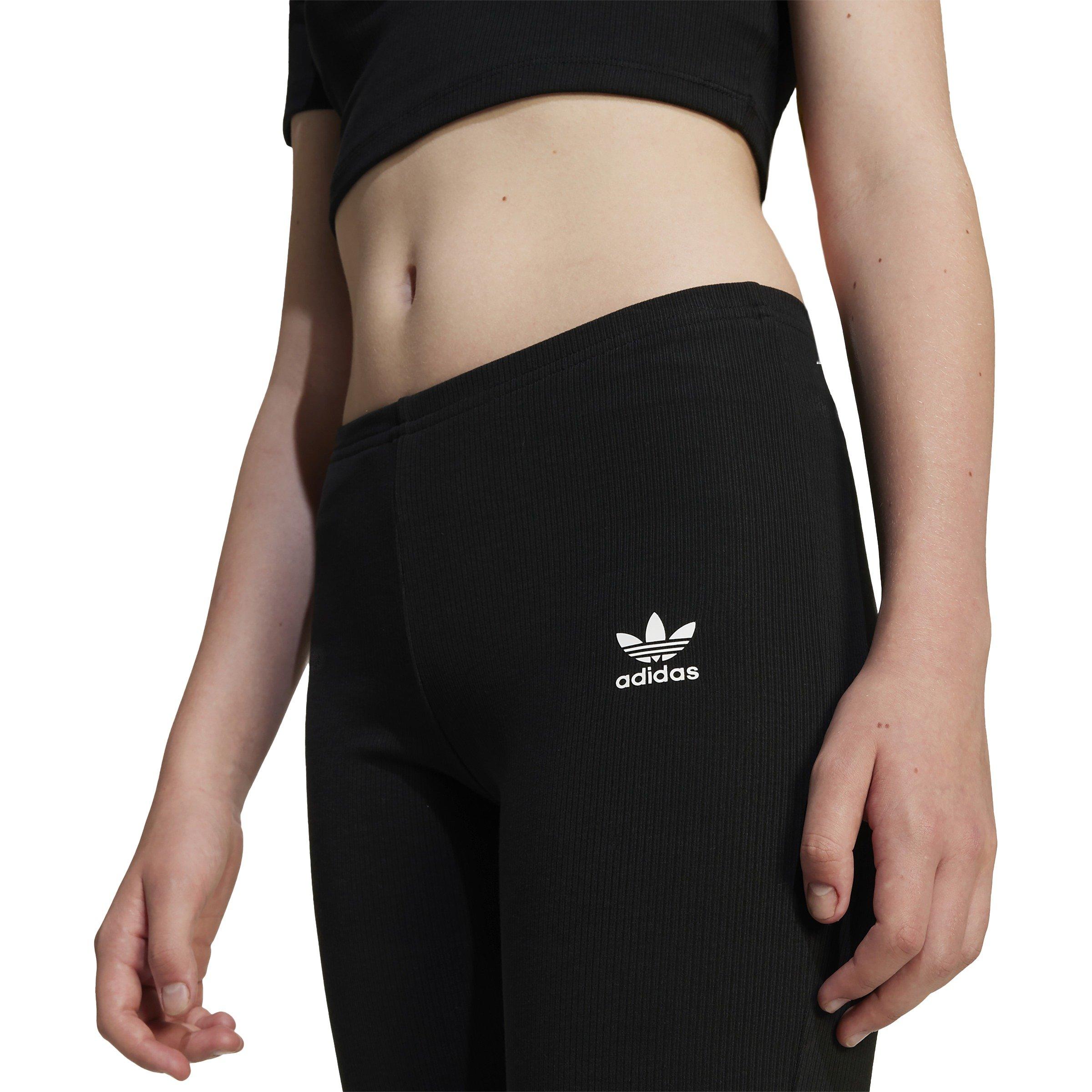 adidas Originals Big Girls' Ribbed Flared Black Pants