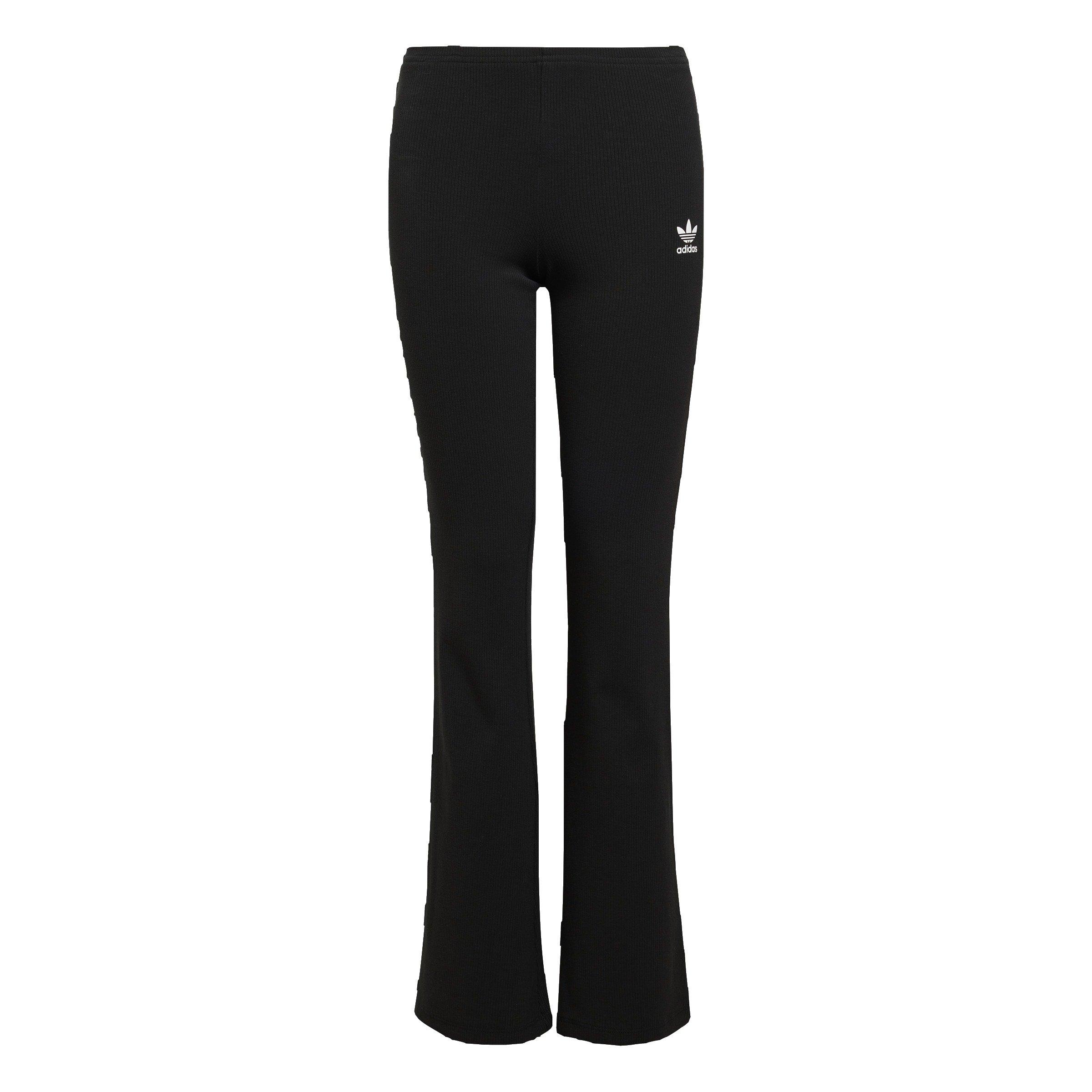 adidas Originals Big Girls' Ribbed Flared Black Pants